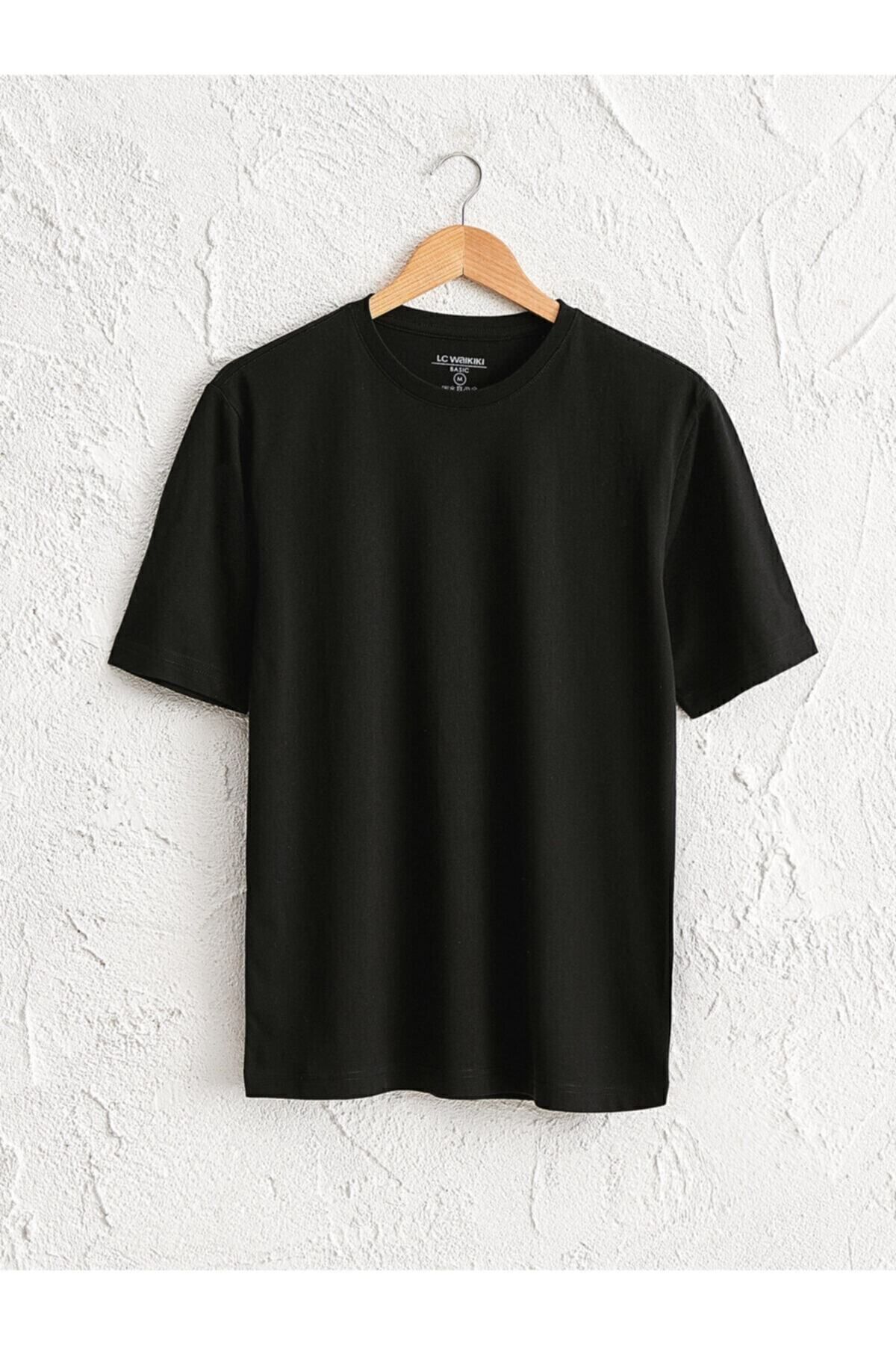 LC Waikiki Your Fashion Style'dan Erkek Siyah Tişört Bisiklet Yaka Basic Kısa Kollu Pamuklu Basic