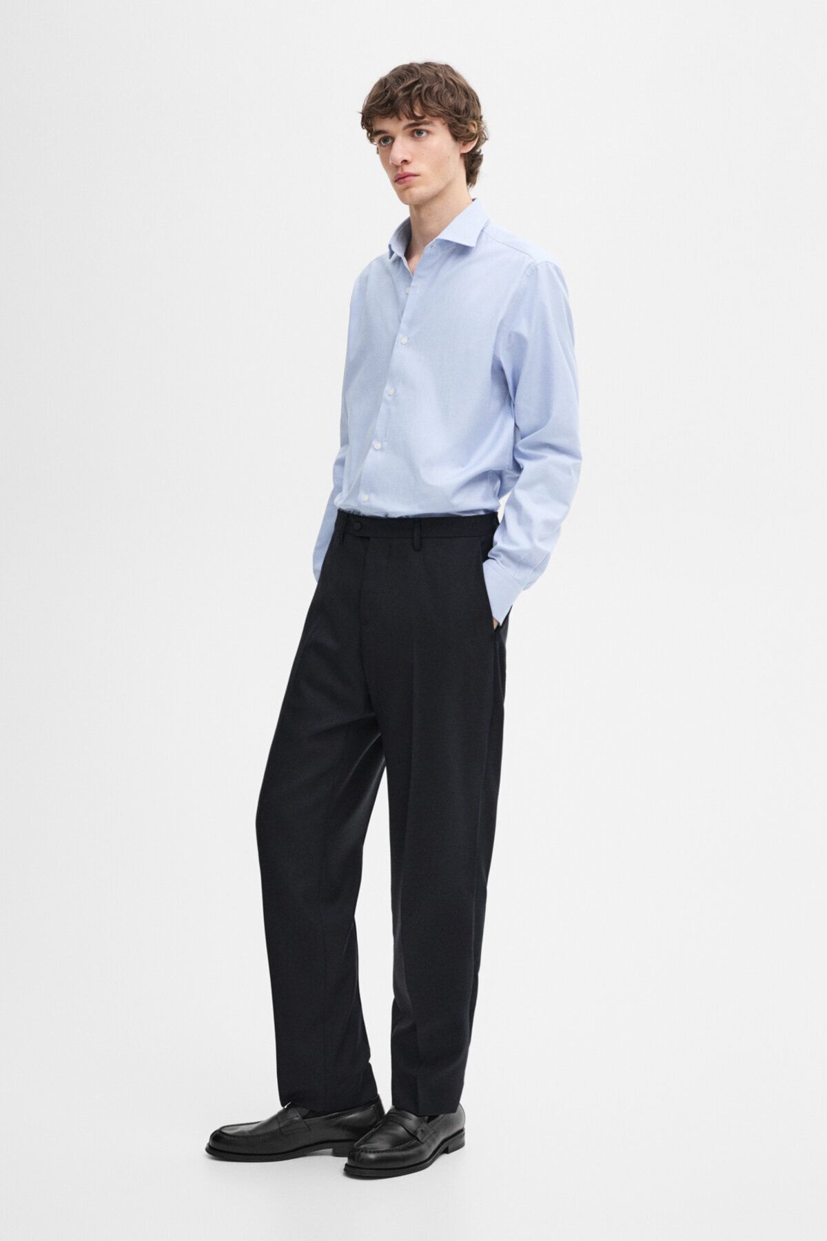 پیراهن باریک 100% نخی چهارخانه Massimo Dutti