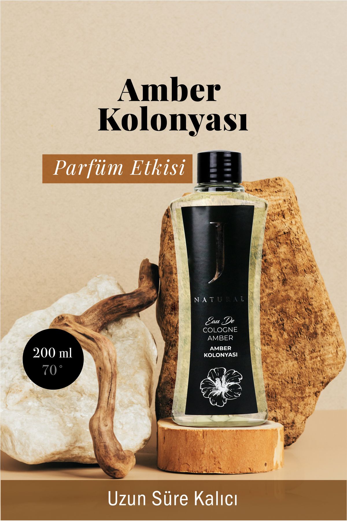 j natural Amber Kolonyası - Parfüm Etkisi - Uzun Süre Kalıcı - Eşsiz Bir Koku - 200ml