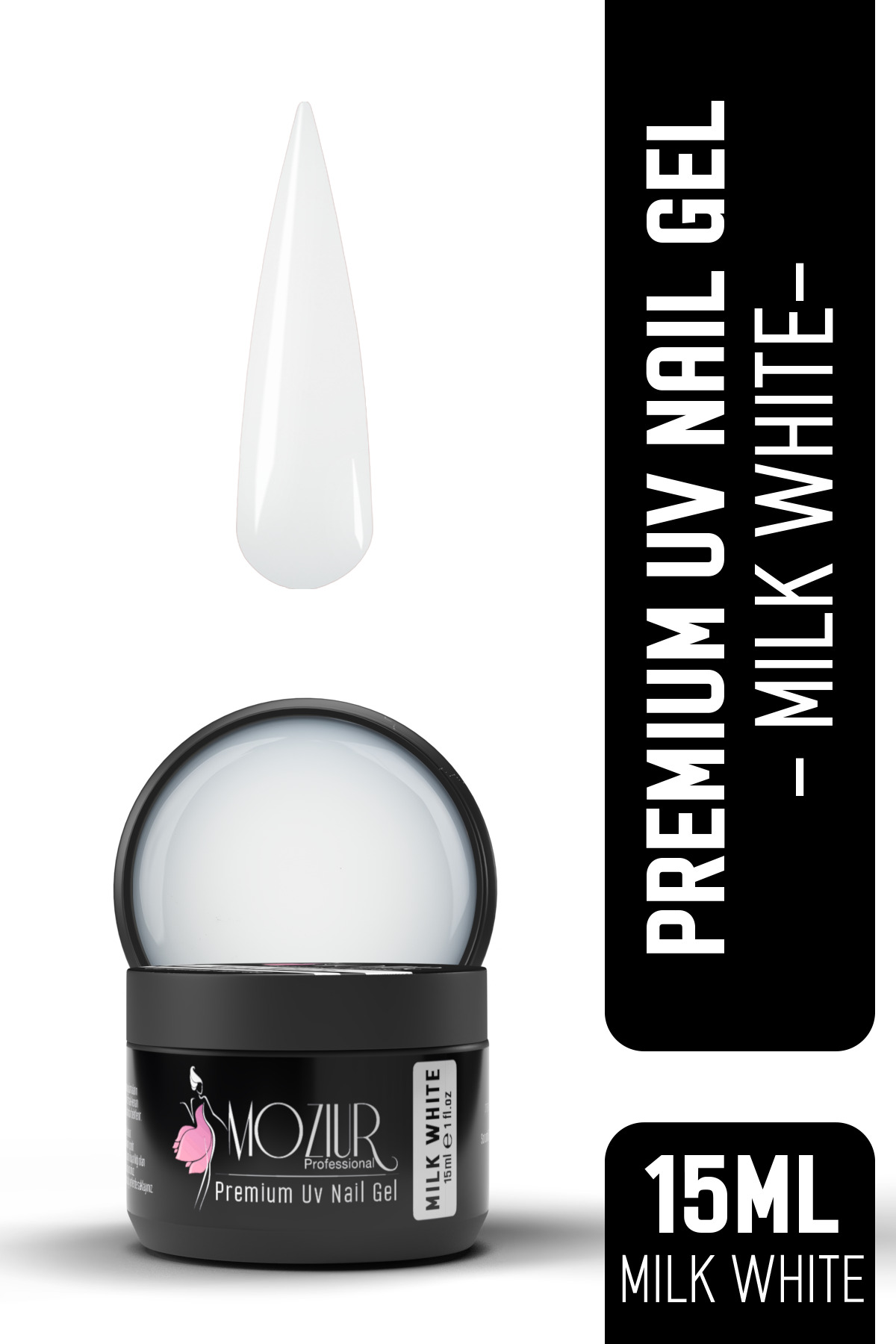 MOZIUR UV/ Builder Nail Jel Premium 15ml — سفید 8683089018177