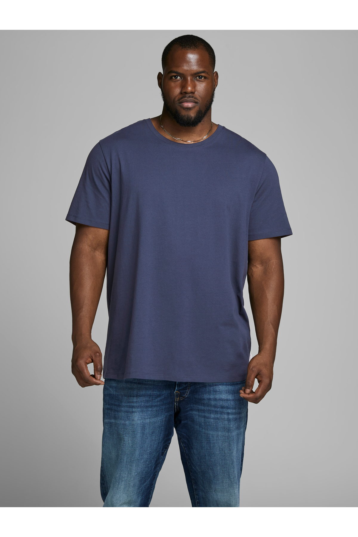 تی شرت مردانه جک جونز مدل Jjeorganic Basic Tee SS O-neck Noos Pls سرمه‌ای سایز بزرگ 12158482-04 جک اند جونز تی شرت بزرگ سایز Jack & Jones
