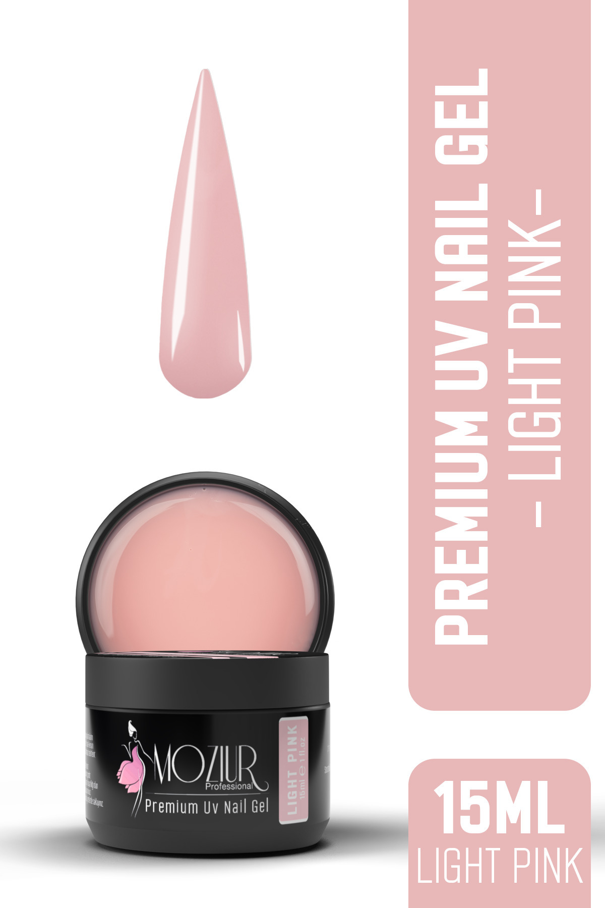 MOZIUR UV/ Builder Nail Jel Premium 15ml — صورتی 8683089018177