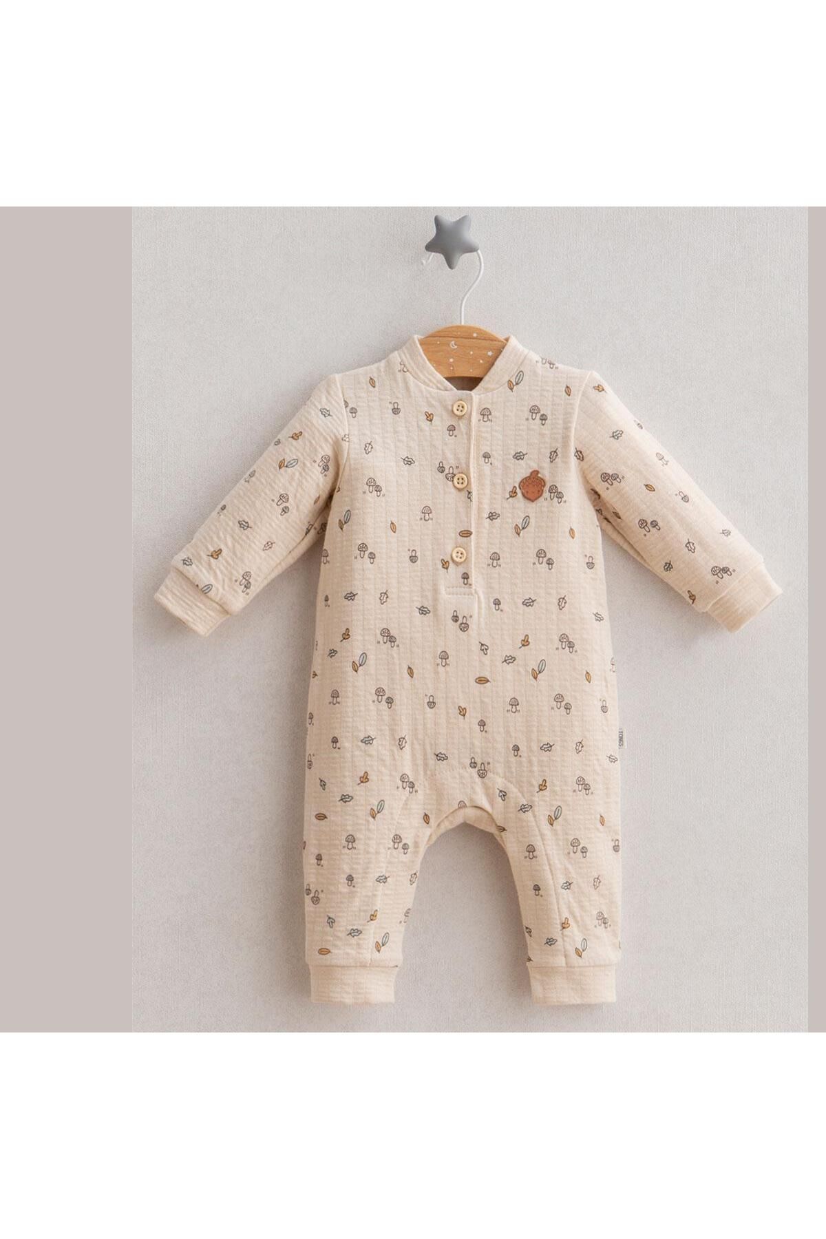 Tongs Baby-Mushroom Figured Muslin Baby Boy Jumpsuit 1