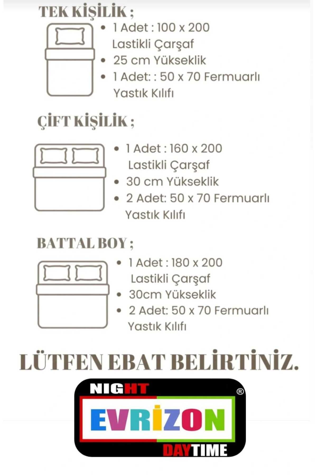EVRİZON-Cotton Double Elastic Sheet Set 2