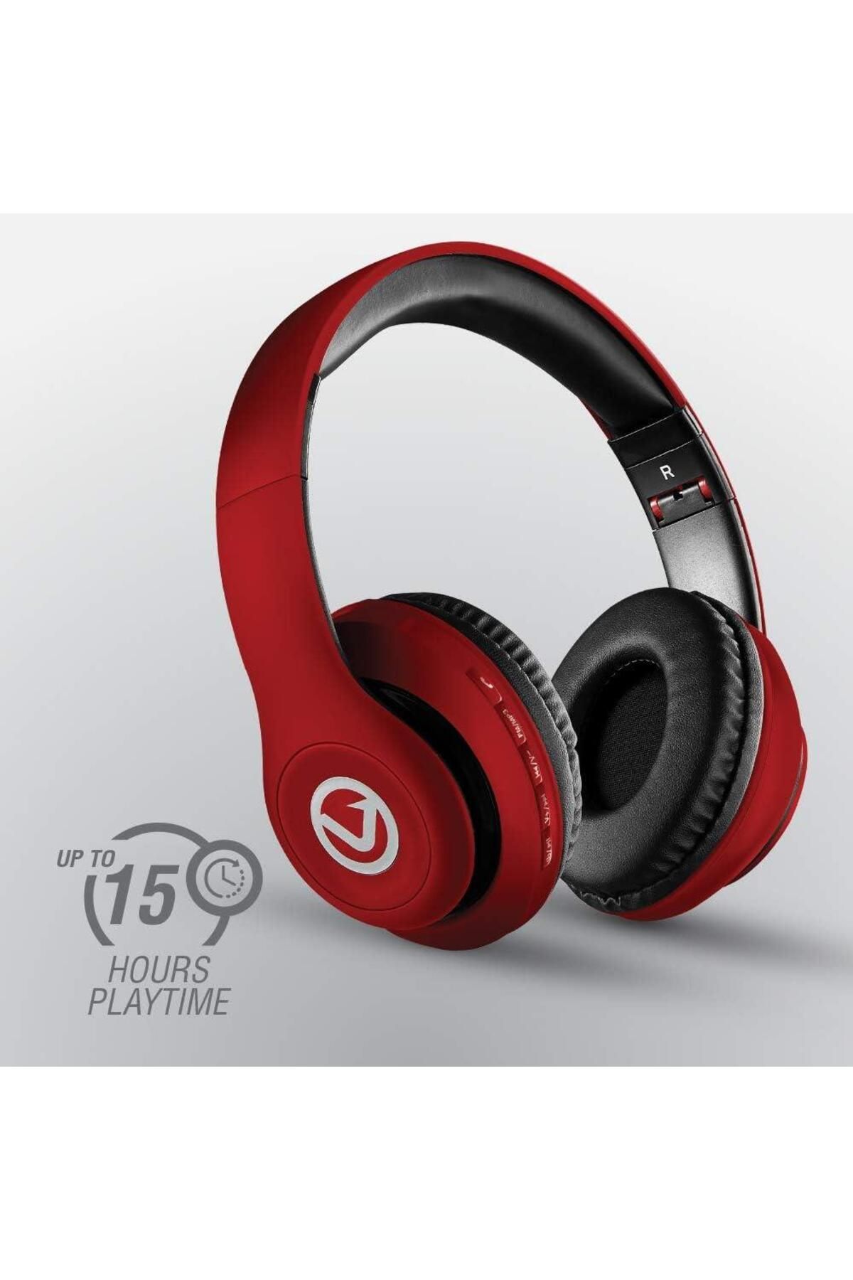 Volkano-Impulse Series Wireless Bluetooth Headphones Red VB-VH101-RD 2