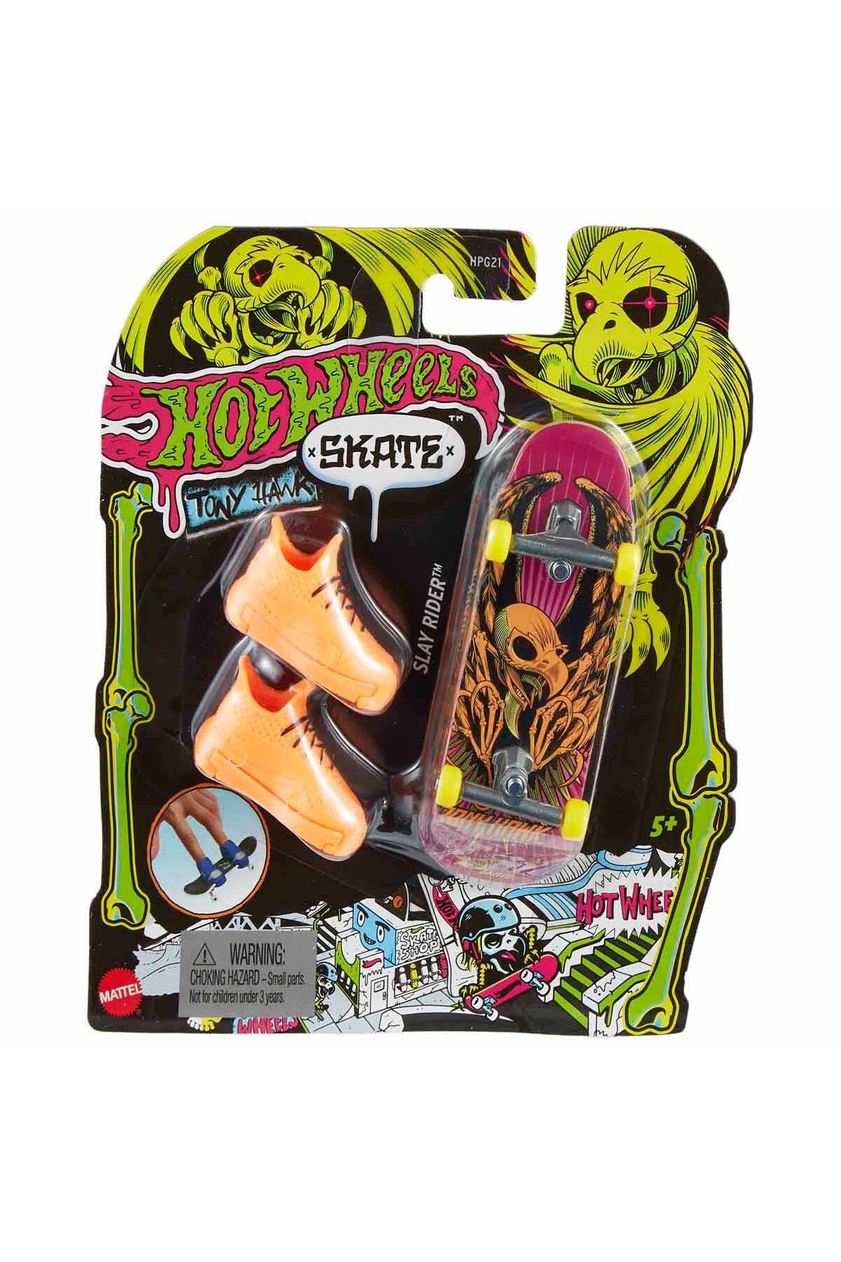 HOT WHEELS Skate Neon Temalı Parmak Kaykay ve Ayakkabı Paketi Slay Rider