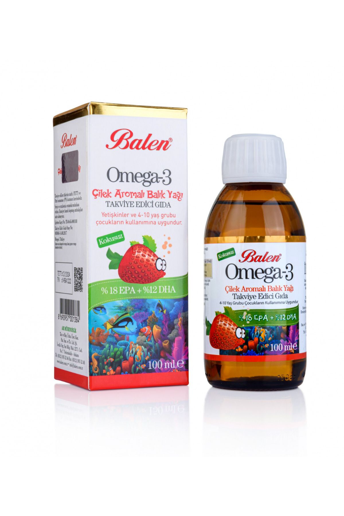 Balen Omega-3 Çilek Aromalı * 100 ML | Kalp VE Beyin Sağlığını Desteklemeye Yardımcı Takviye G 585121