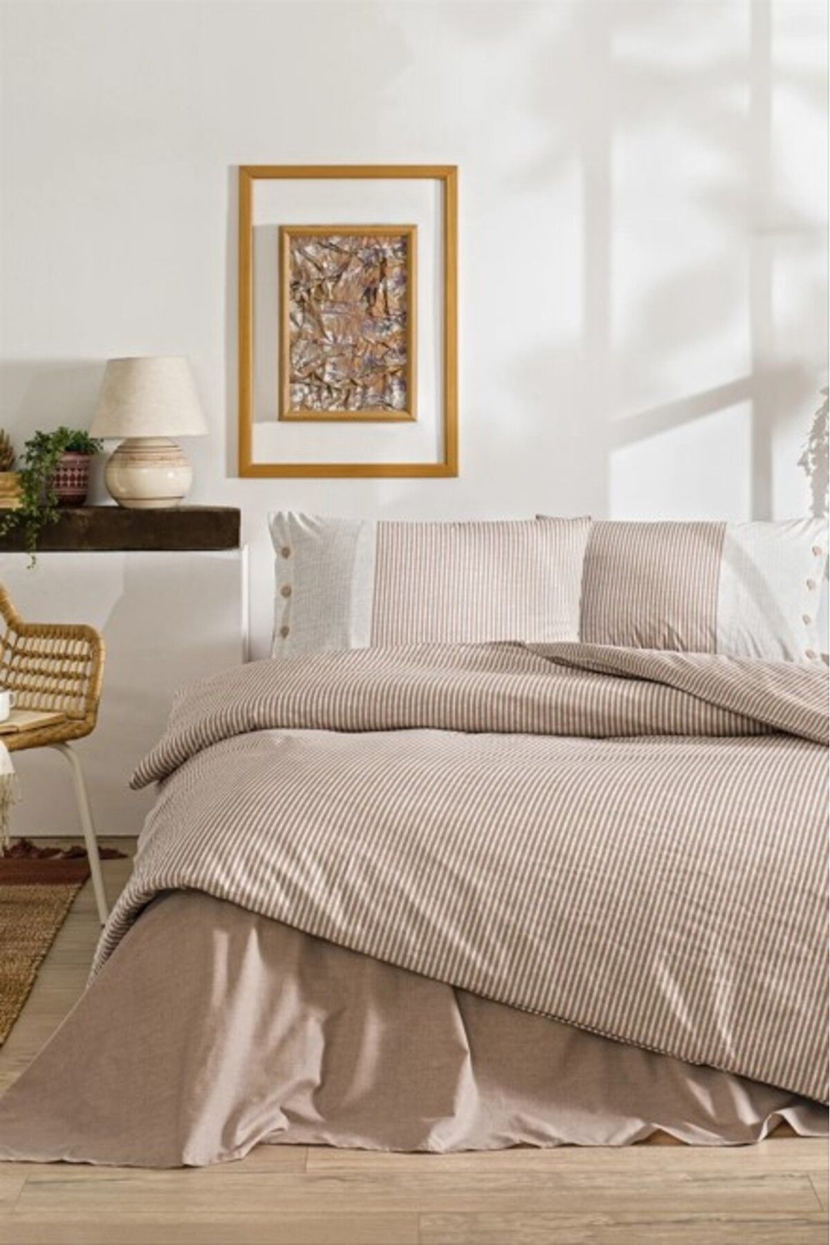 FAYMEM GLOBAL Özdilek Çift Kişilik Ranforce Nevresim Takımı Natural Line Somon