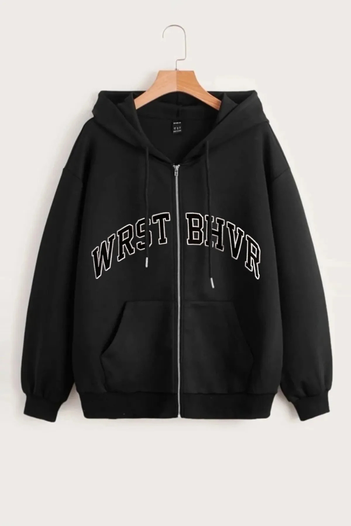 Wish BF Unisex Whrst Bhvr Baskılı Kapüşonlu Oversize Hırka