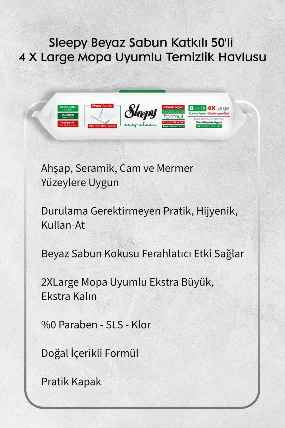 Sleepy 50'li Mopa Uyumlu Arap Sabun katkılı Havlu, Kireç ve Yağ Çözücü 30'lu ve Rosie Hediye fotoğrafı 2 (önizleme)