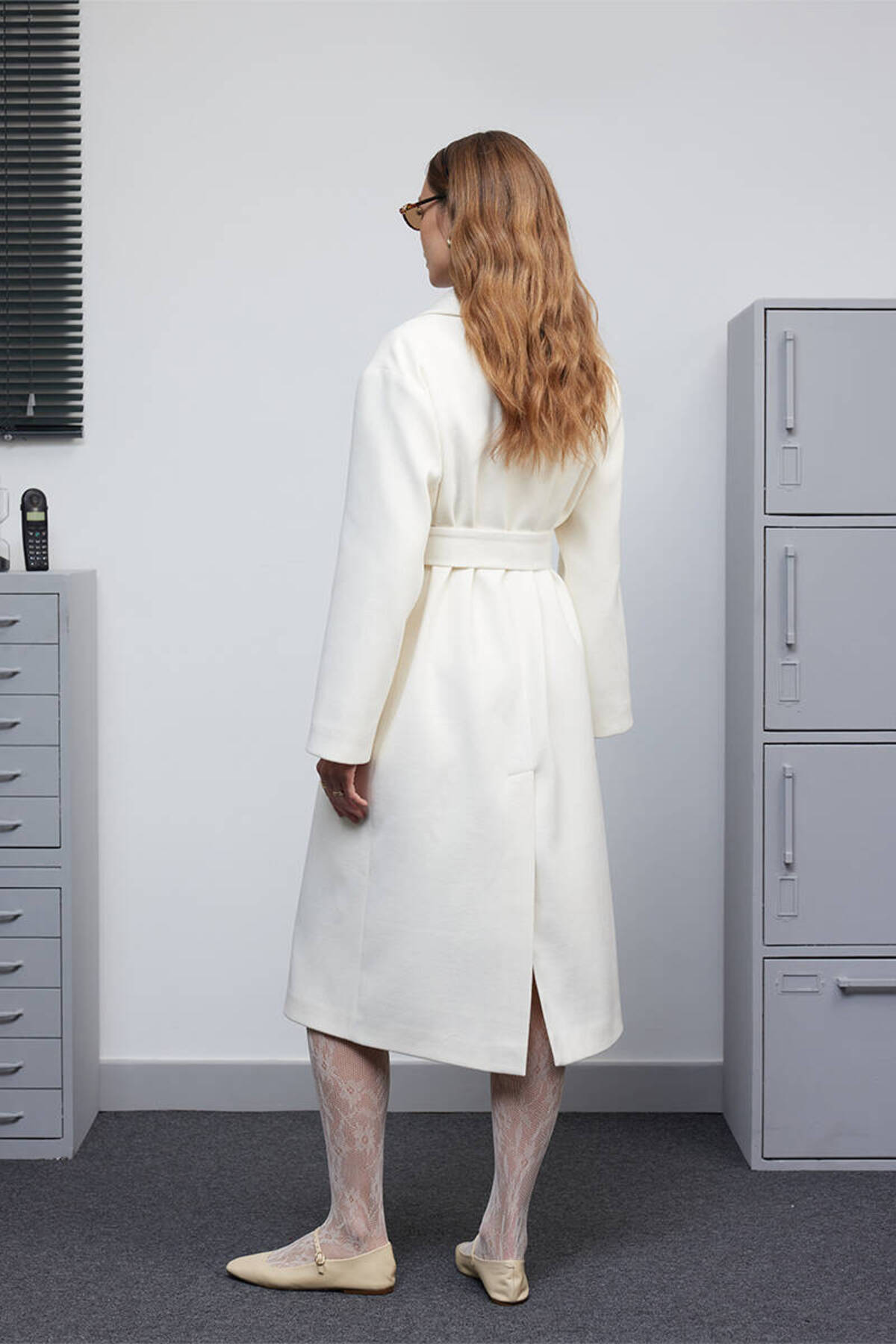 BE BLUE-Ecru Double Button Classic Coat 8
