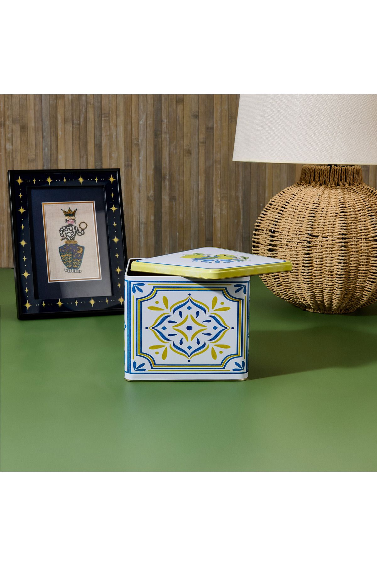 Sarkap-Lemon Patterned Square Box - Colorful - 14 cm 4