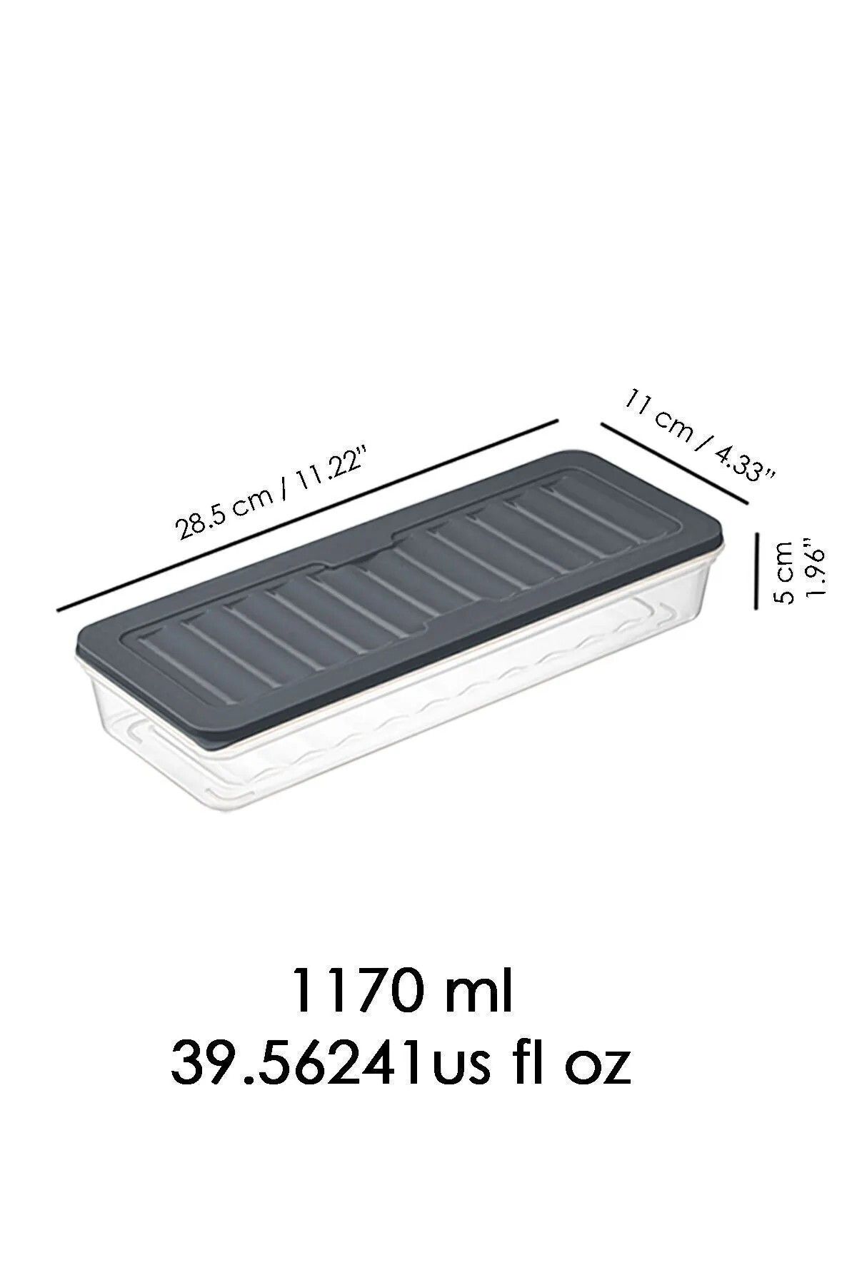 Flash Bazaar-Anthracite 4-Piece Refrigerator Organizer - Suitable for Microwave and Freeze, 1170 ml Storage Container 2
