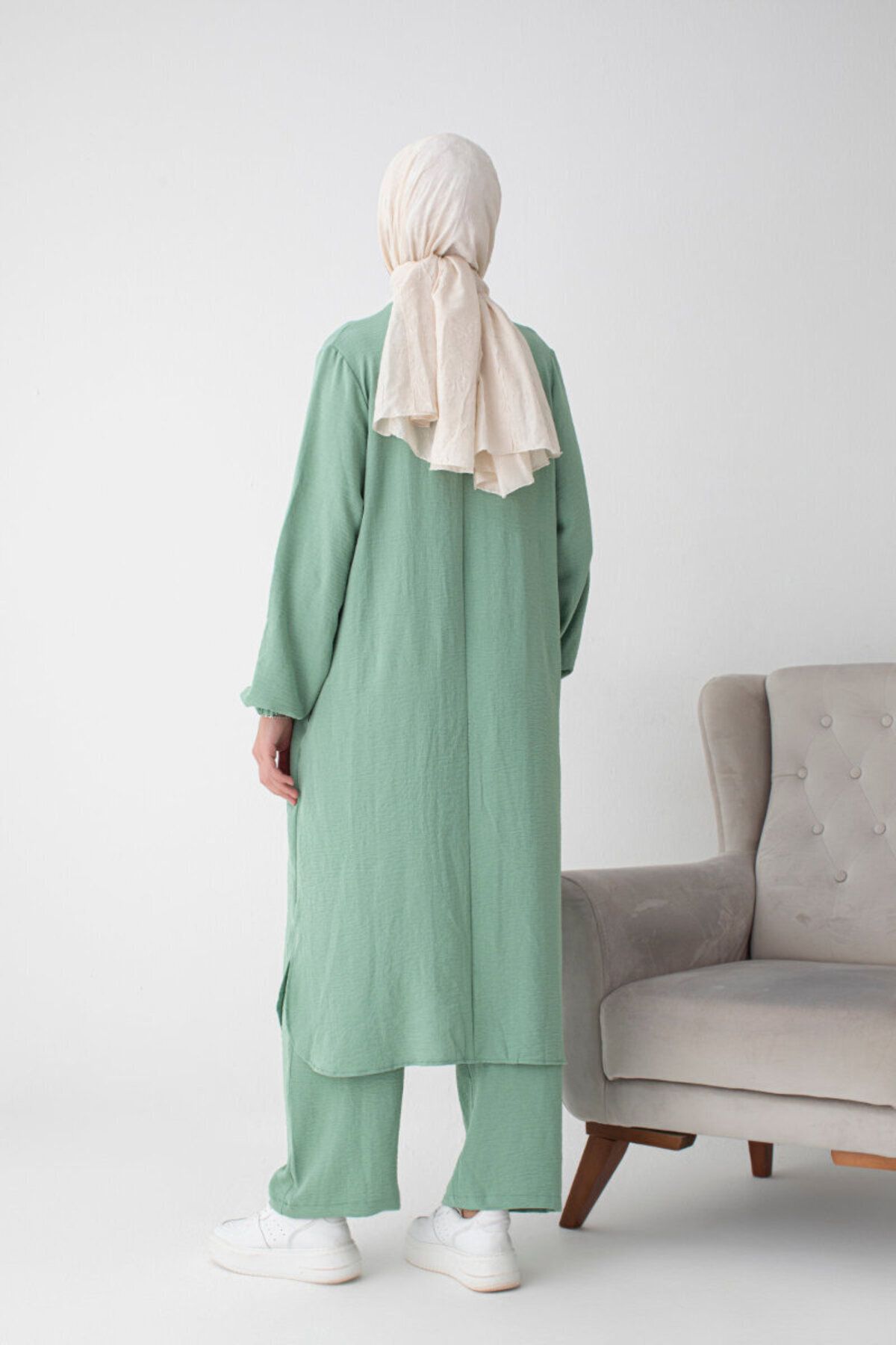 Moda Miss لباس حج و عمره پارچه ای ایروبین (2 تیکه) - سبز نعنایی