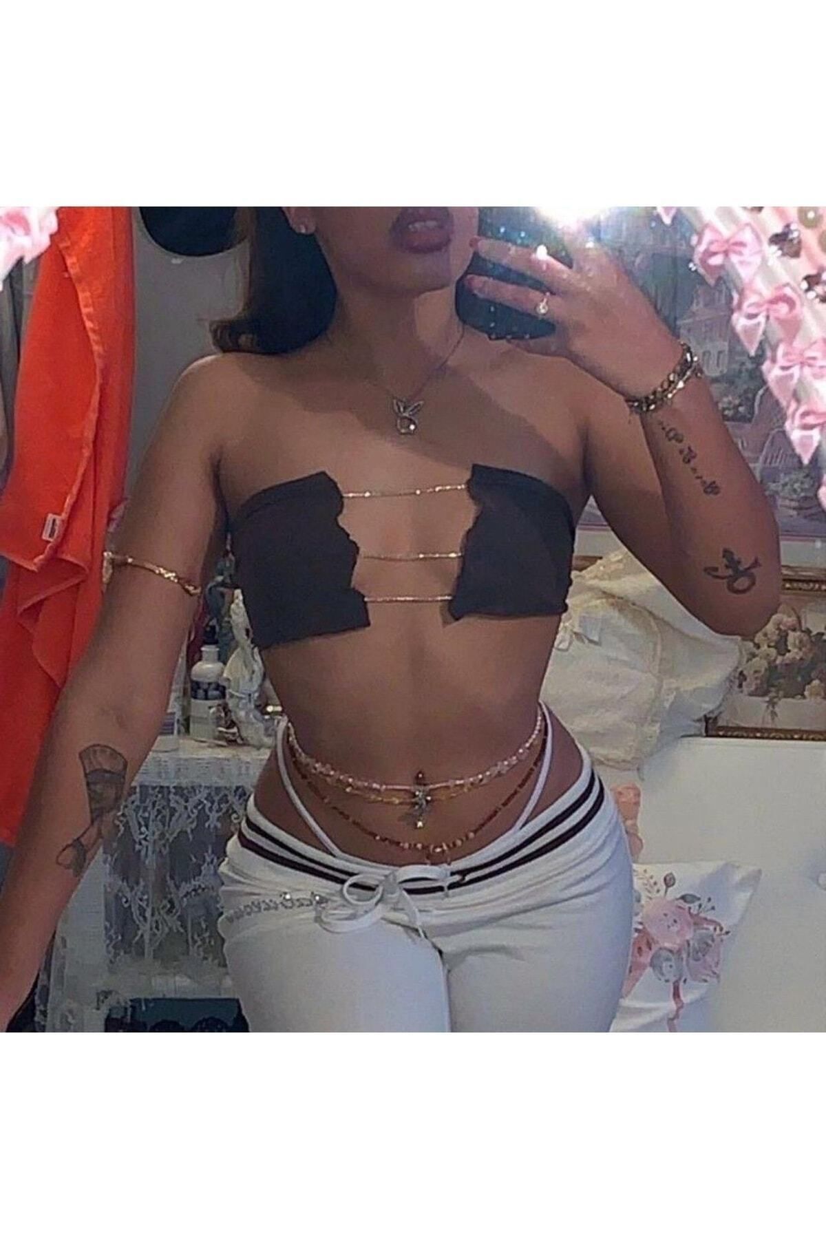 PİNK  Taşlı Super Crop Büstiyer - Görsel 3