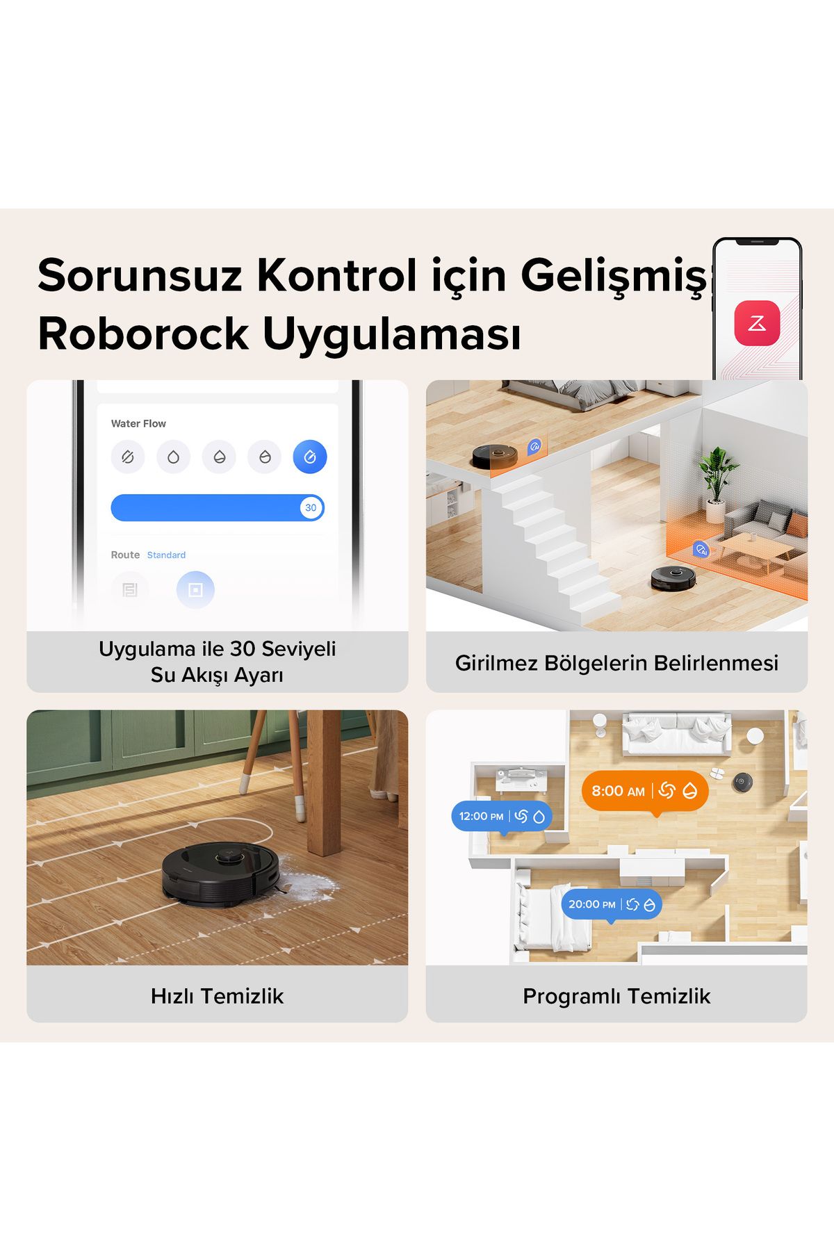 Roborock Vacuum Cleanner Q8 Max Robot Süpürge Siyah-7