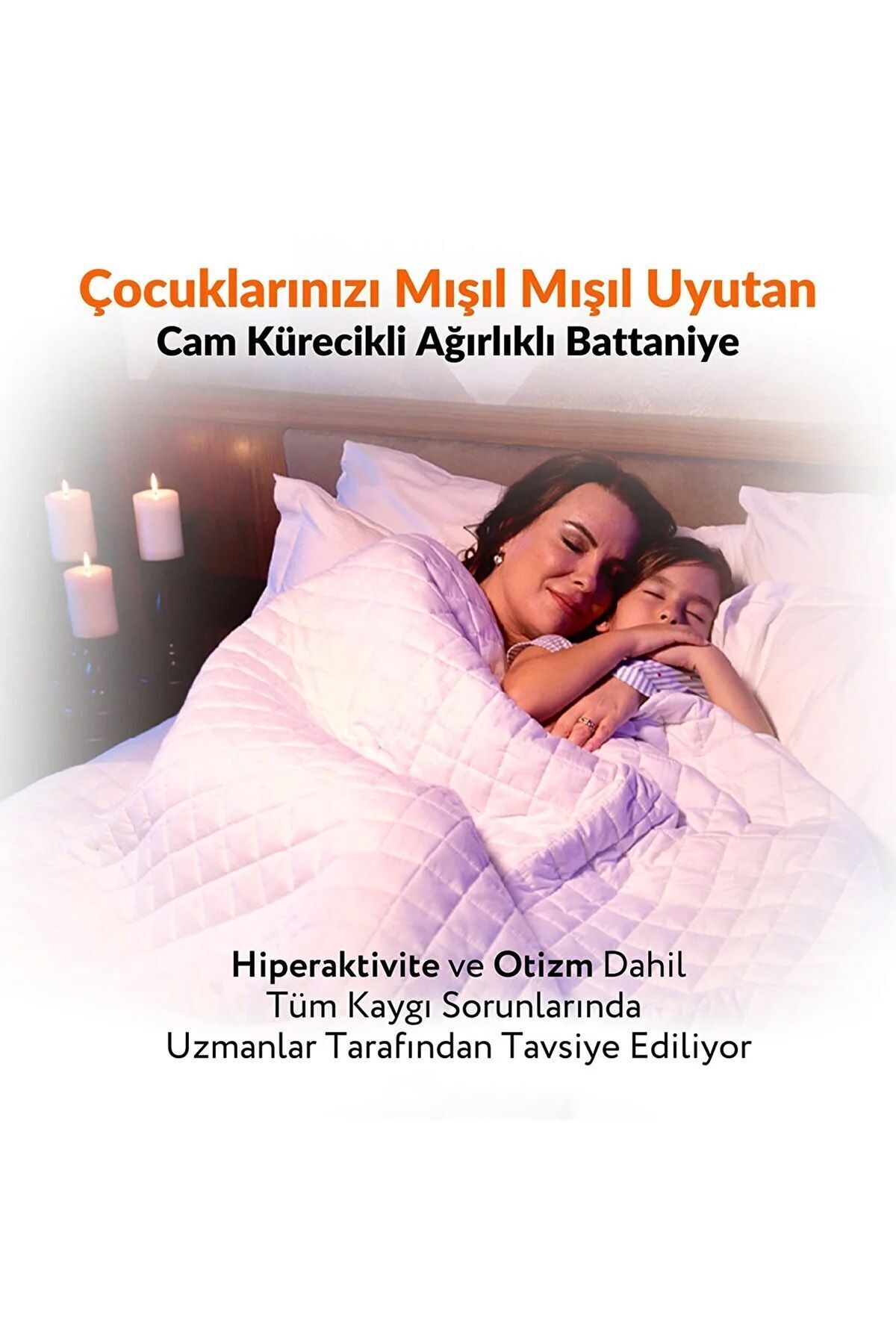 Vayomy Ağırlıklı Battaniye Tek kişilik Yorgan 3 Kg Beyaz 104x152 %100 Yün Dolgulu 4 Mevsim Kullanılabilir fotoğrafı 5 (önizleme)