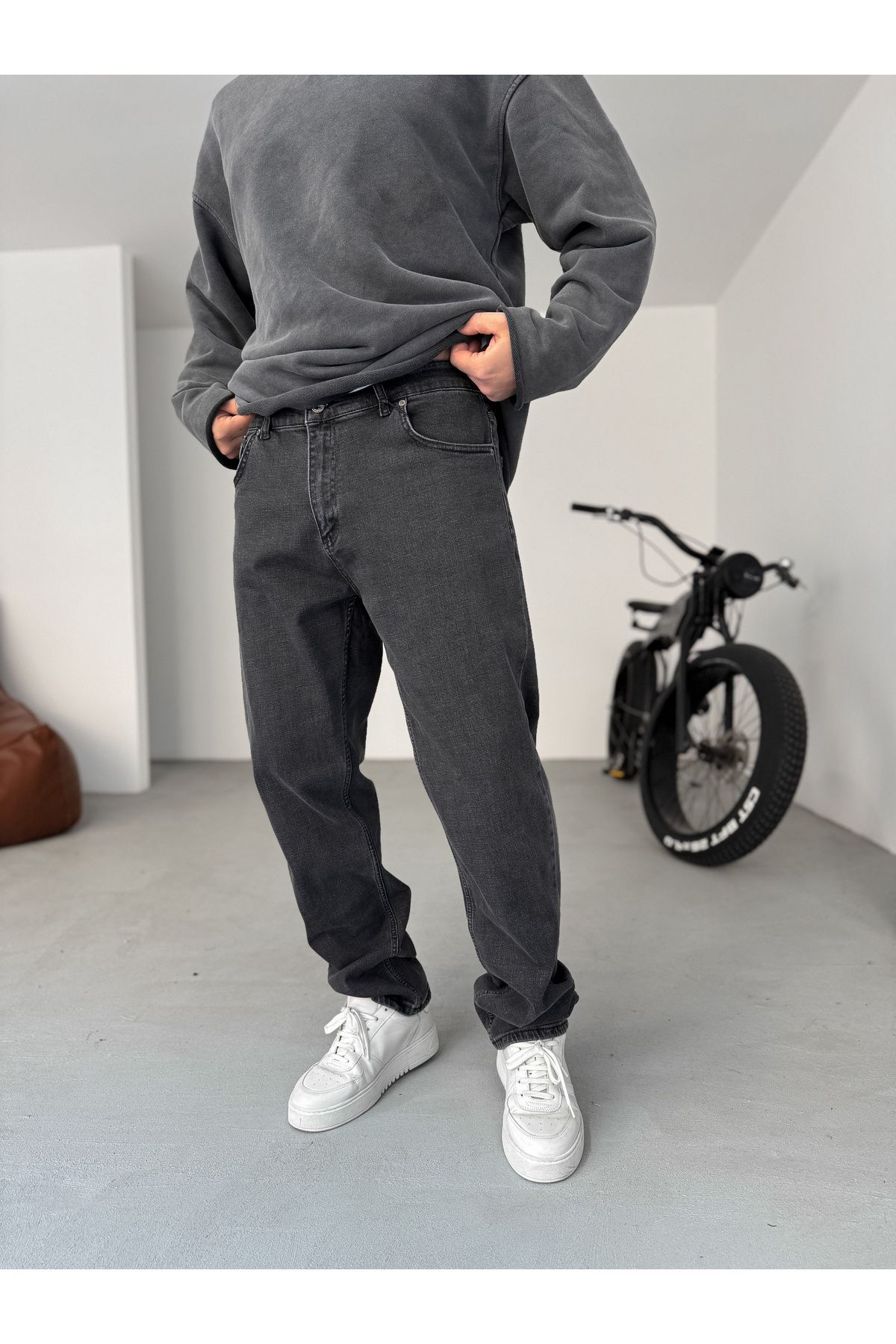 BYBASICMAN Anthracite Relaxed Fit شلوار Lycra KE-671/675/669