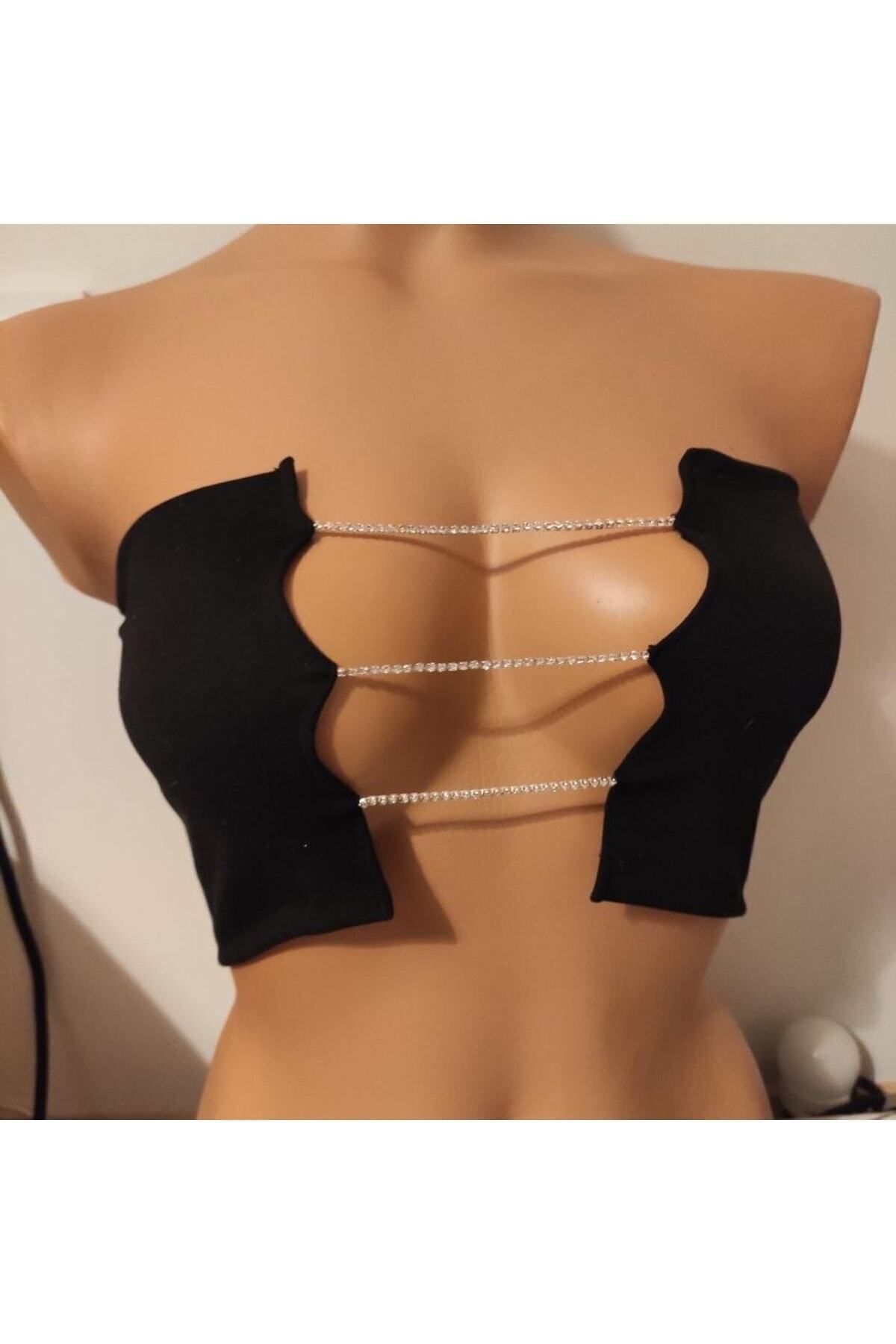 PİNK  Taşlı Super Crop Büstiyer - Görsel 5