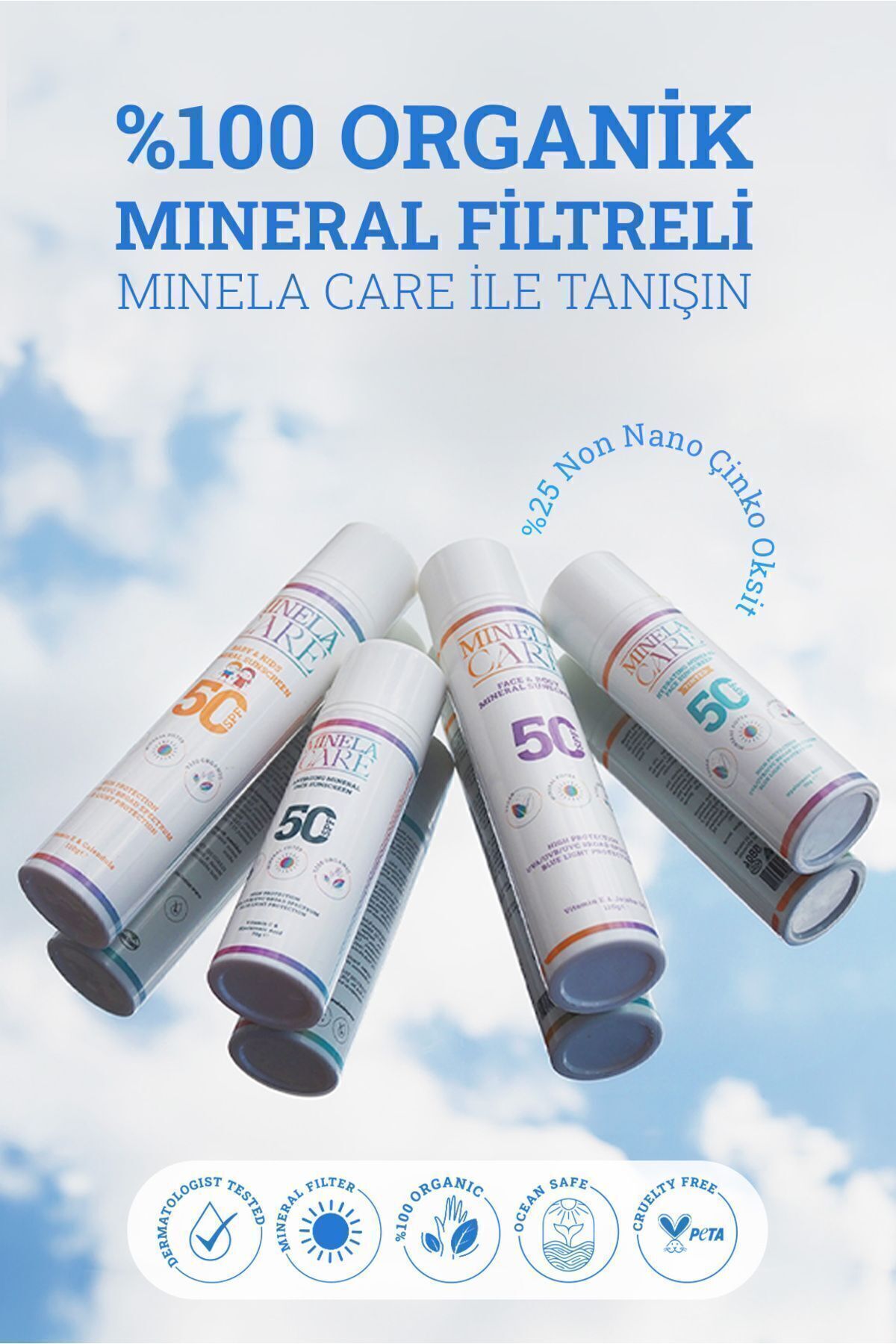 Minela Care-High Protection Organic Mineral Filter Sunscreen - SPF 50 for Face and Body 110gr 6