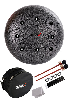 Midex TD-108SM Çelik Dil Davul Handpan 10 İnç 8 Ton Steel Tongue Drum Full Set