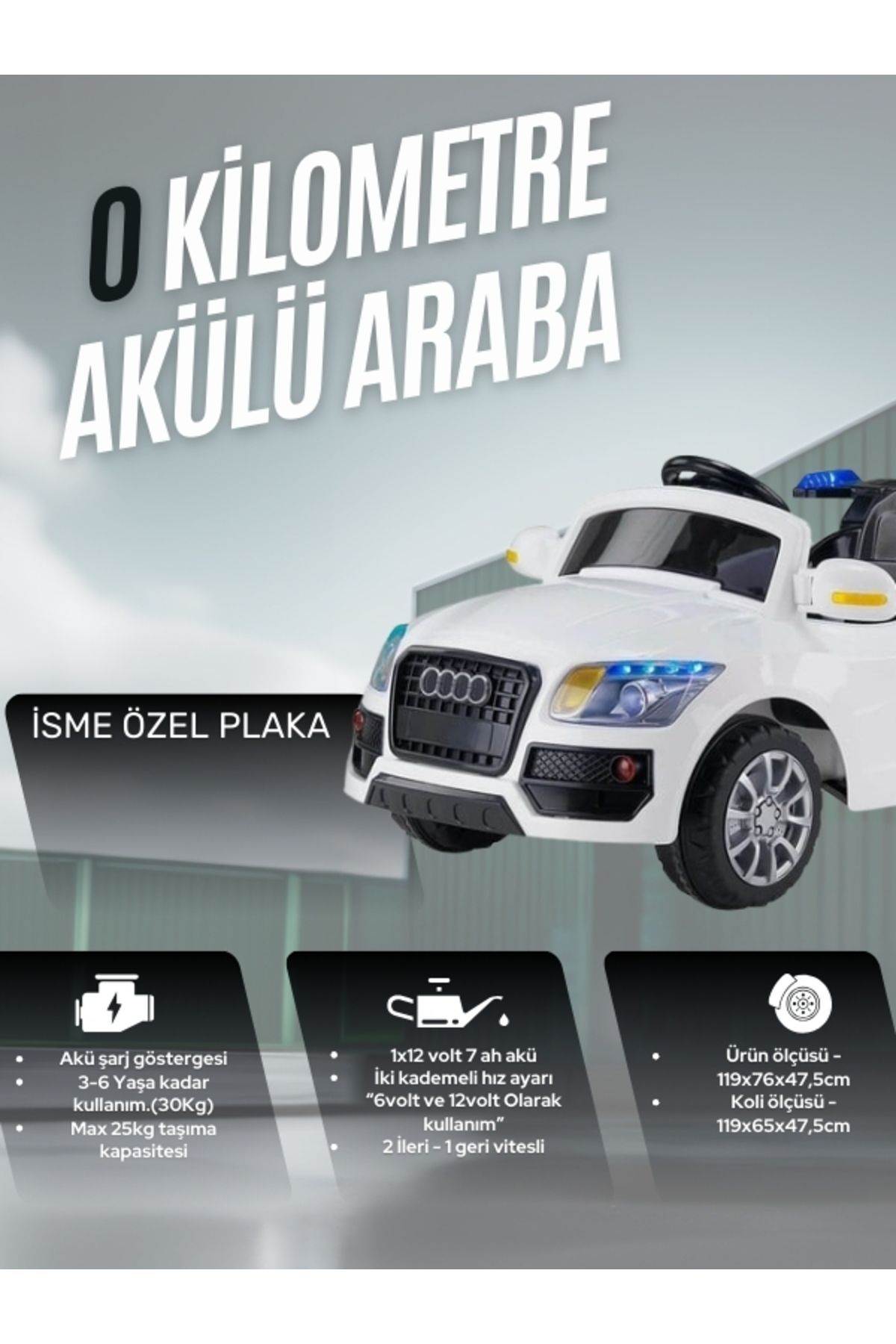 moda bebekler İSME ÖZEL PLAKA Audi Uzaktan Kumandalı 12v Akülü Araba E-drive