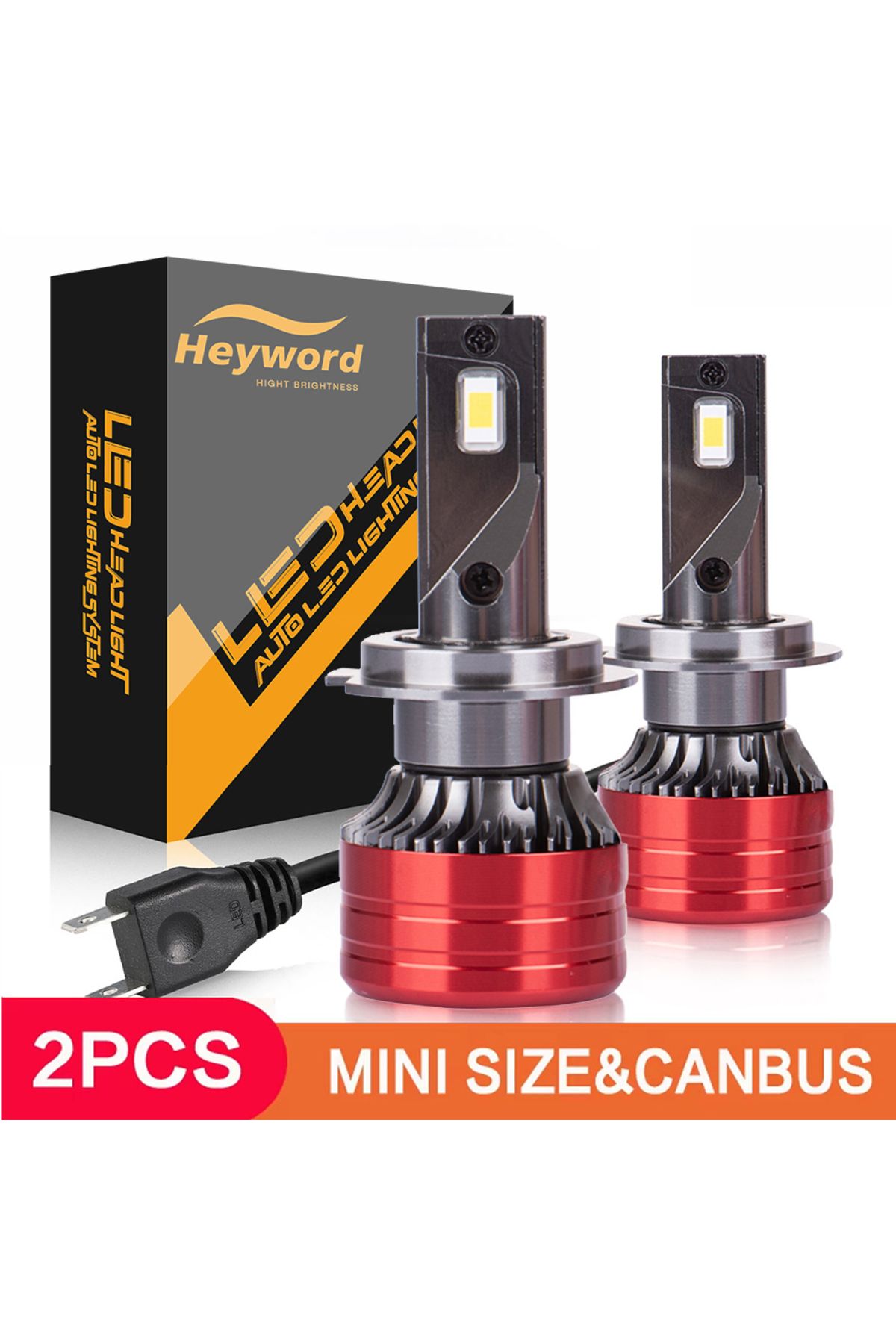 Choice-Heyword قطعتان من مصابيح السيارة الأمامية H7، 160 واط، 24000 لومن، مصباح إضاءة 6000 كلفن، 12 فولت، مصباح أمامي LED 2