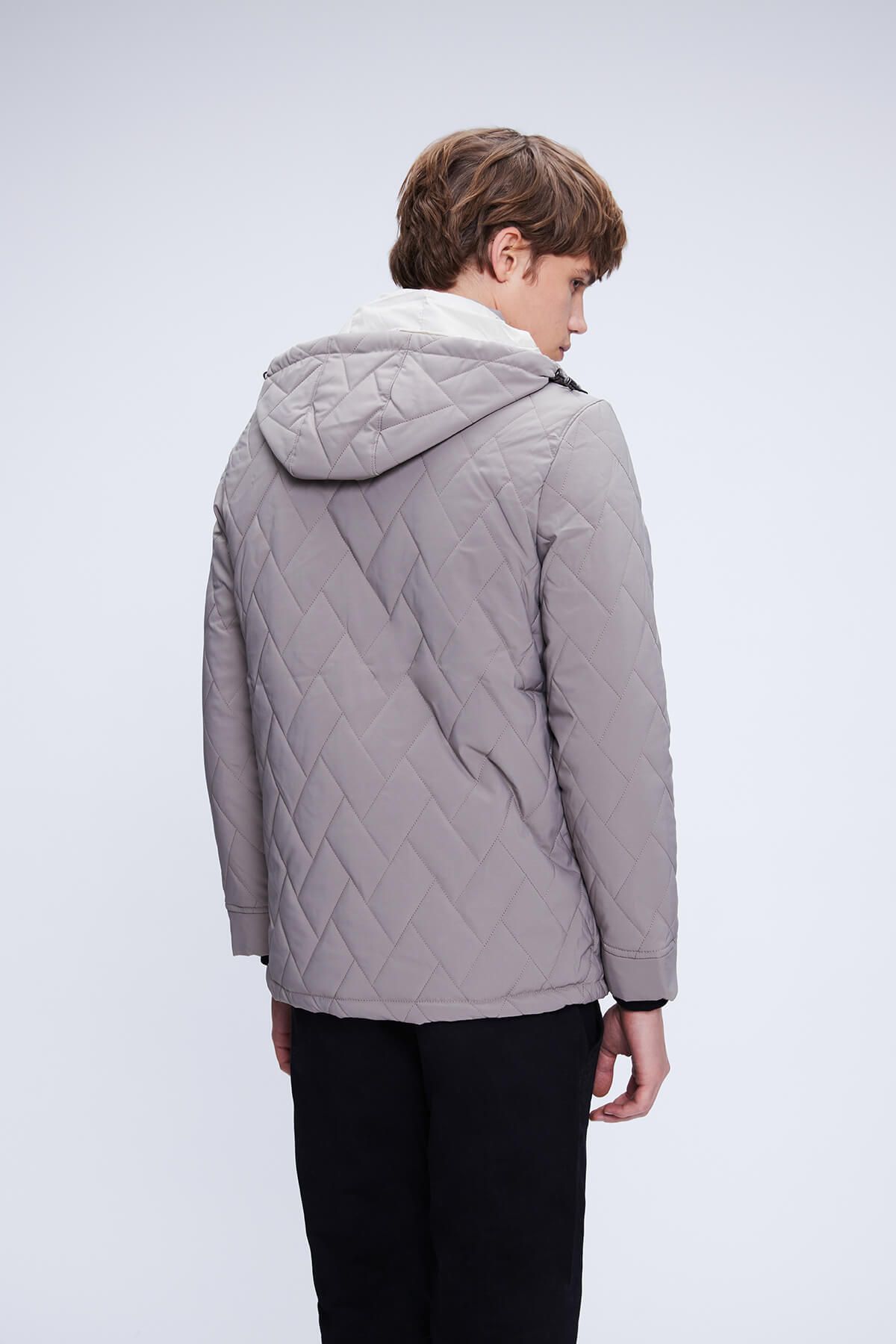 Hatemoğlu-Mink Dynamic Fit Prevailing Collar Patterned Quilted Hooded Coat 5