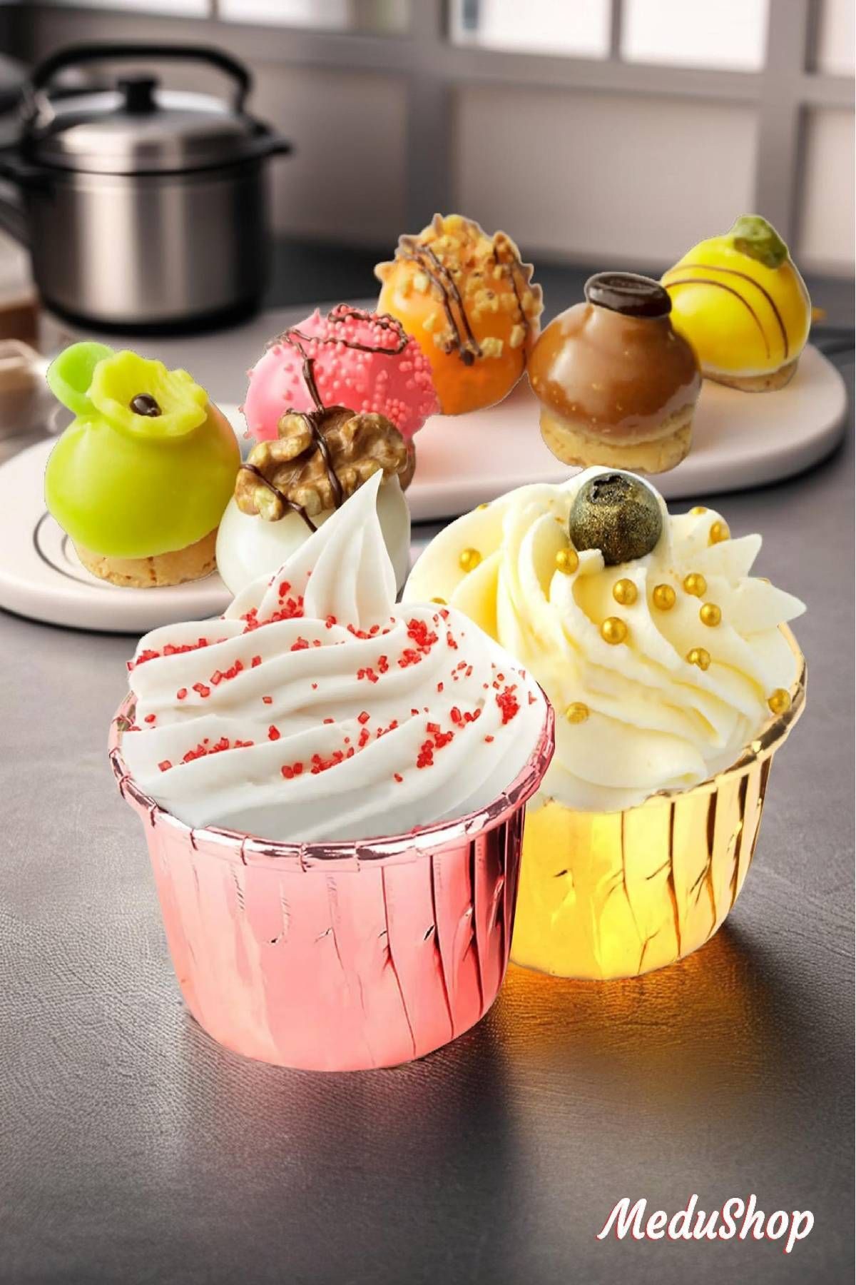 MEDUSHOP-25 Pieces of Muffin - Oil Proof Baking Molds, Birthday, Wedding, Engagement.. 2