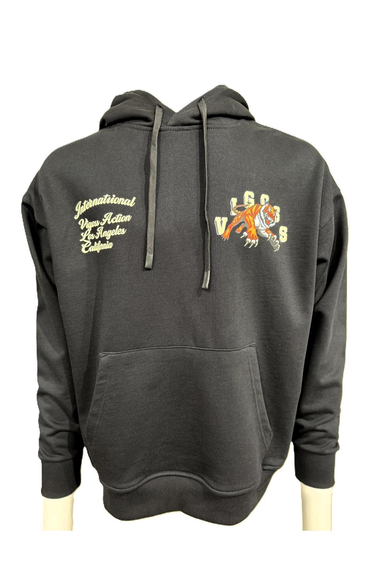 Vigoss Jeans-Vigoss Action Hooded and Printed Sweatshirt 62901-30213 1