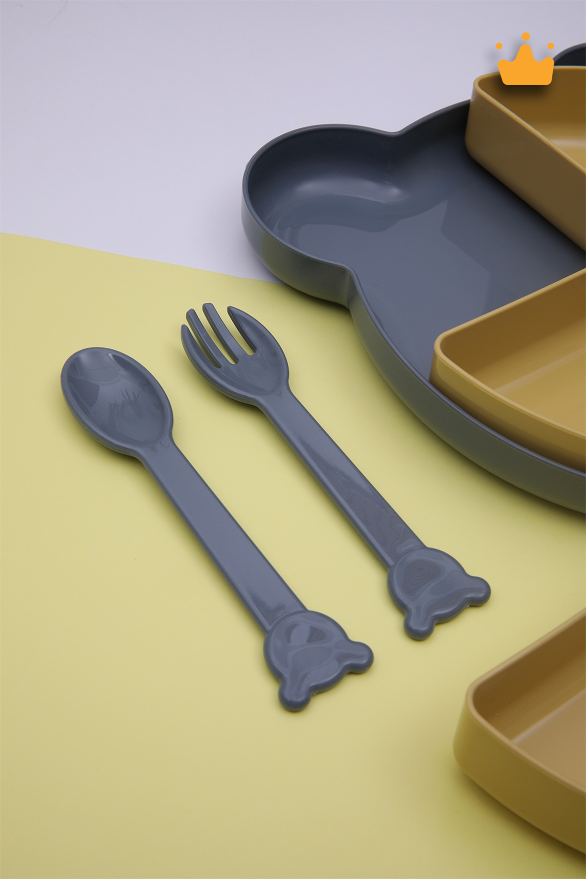 Babyhola 7 Parça Tepsili Yemek Seti Mama Tabağı Gri 6015 fotoğrafı 5 (önizleme)