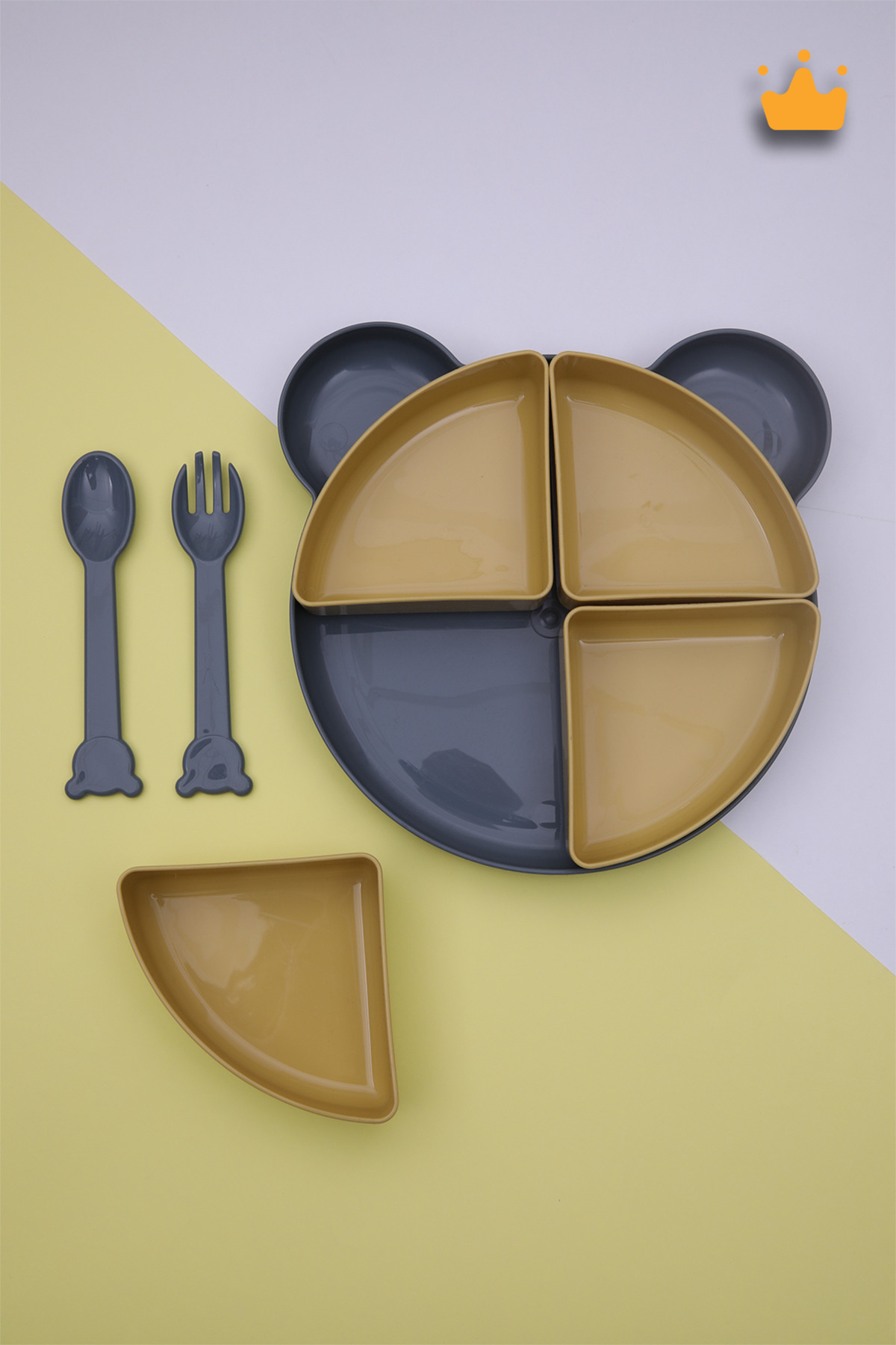 Babyhola 7 Parça Tepsili Yemek Seti Mama Tabağı Gri 6015 fotoğrafı 4 (önizleme)