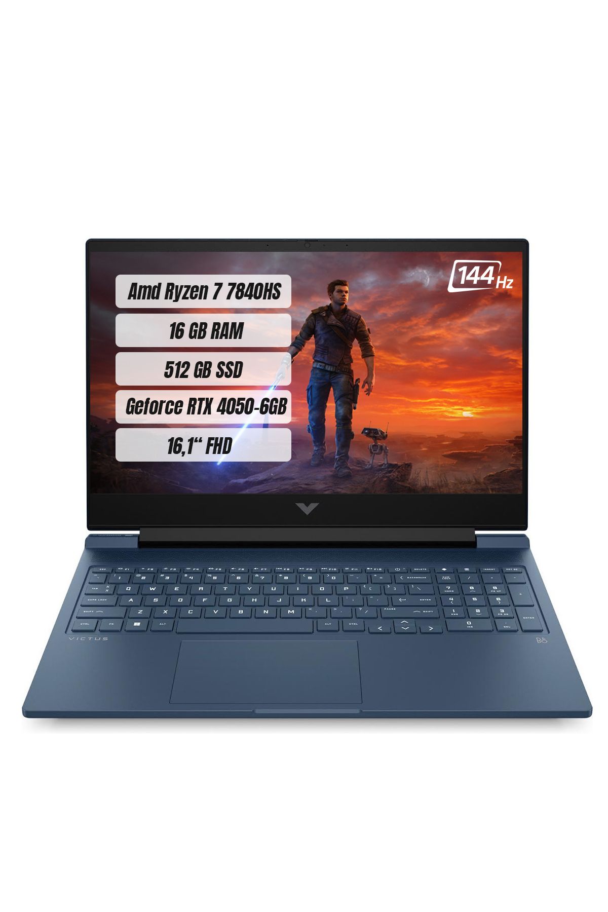 HP Victus 16-s0022nt Amd R7 7840hs 16gb 512gb Ssd Rtx4050-6gb Freedos 16.1" 144 Hz Taşınabilir Bilgi