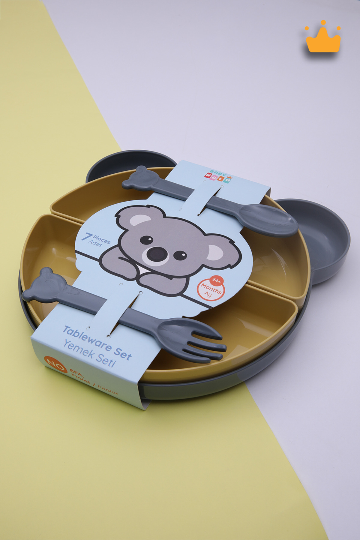 Babyhola 7 Parça Tepsili Yemek Seti Mama Tabağı Gri 6015 fotoğrafı 3 (önizleme)