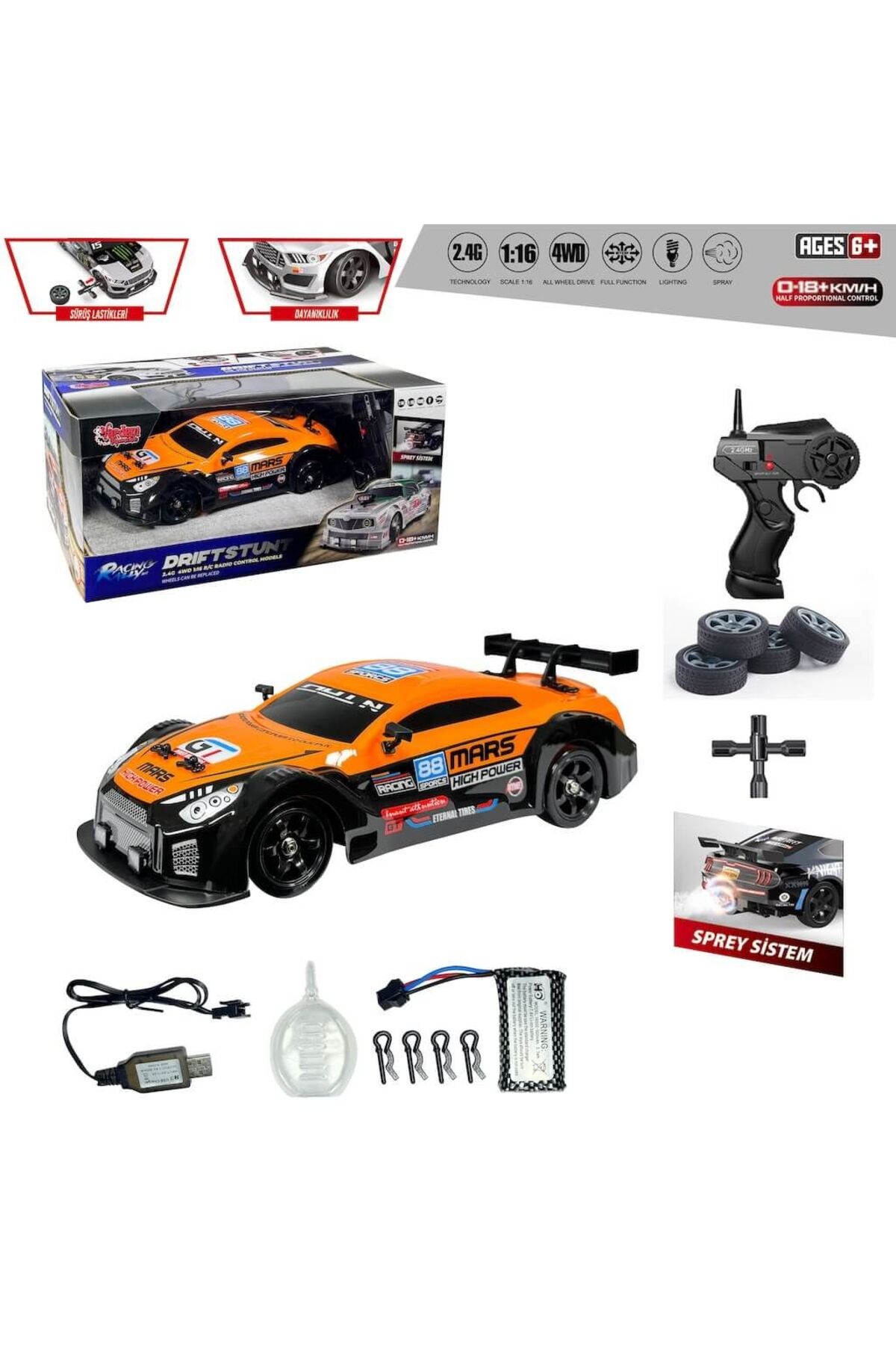 Vardem Uzaktan Kumandalı 28 cm Full Fonksiyon Şarjlı Drift Araba