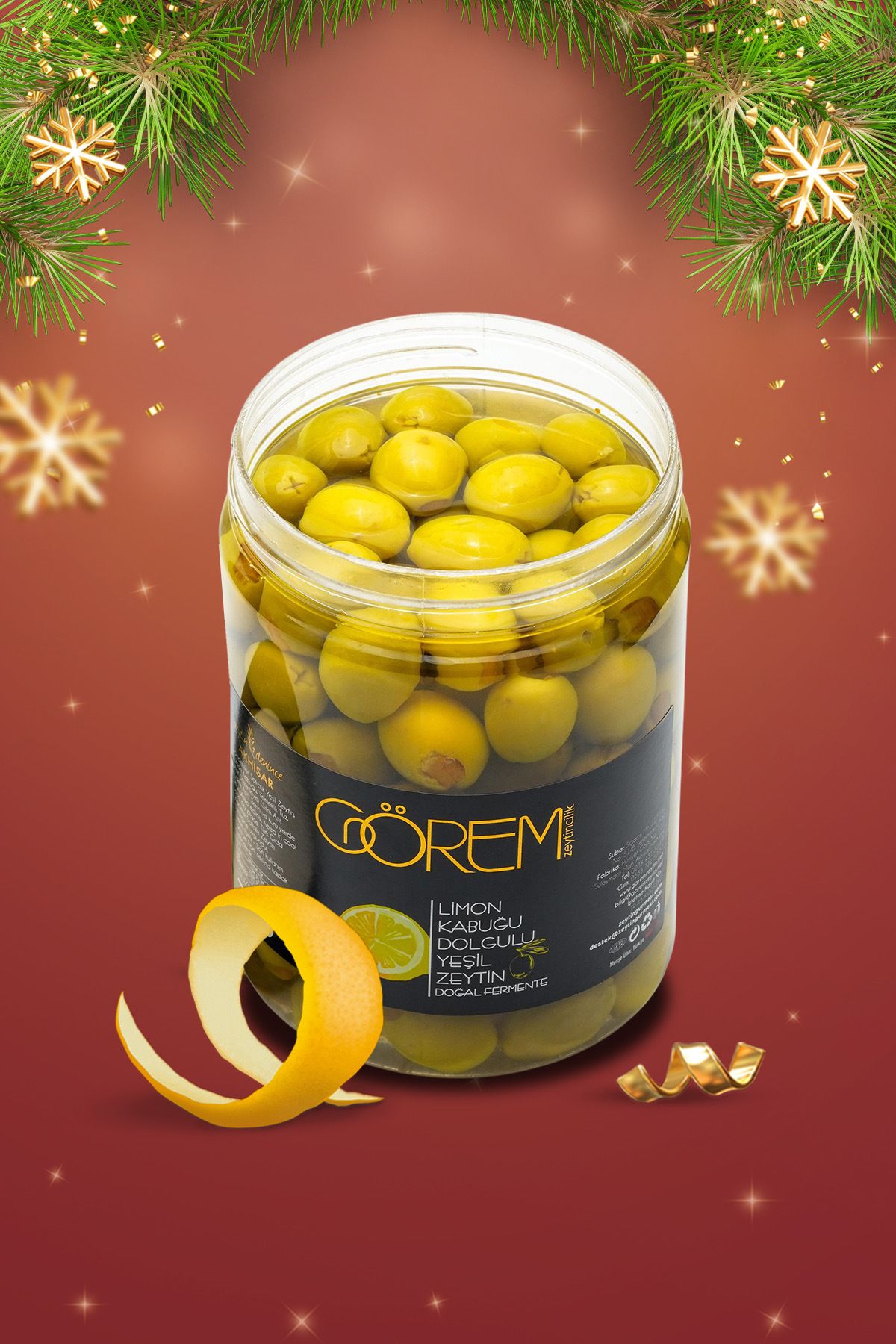 Görem Zeytin Taze Limon Kubuğu Dolgulu Yeşil Zeytin 700 Gr.