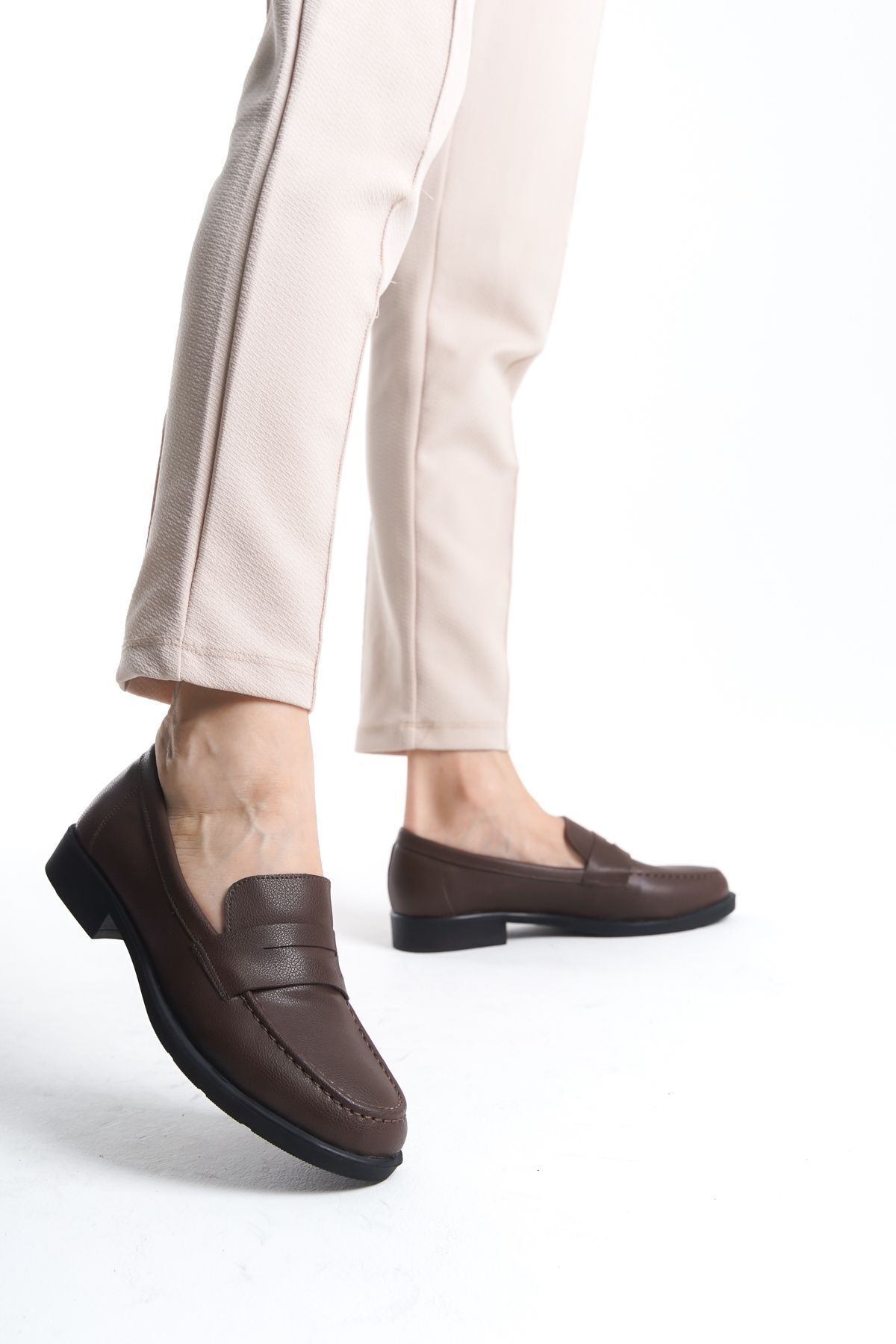 Diardi-Brown Low Heeled Women's Loafers - Casual 7
