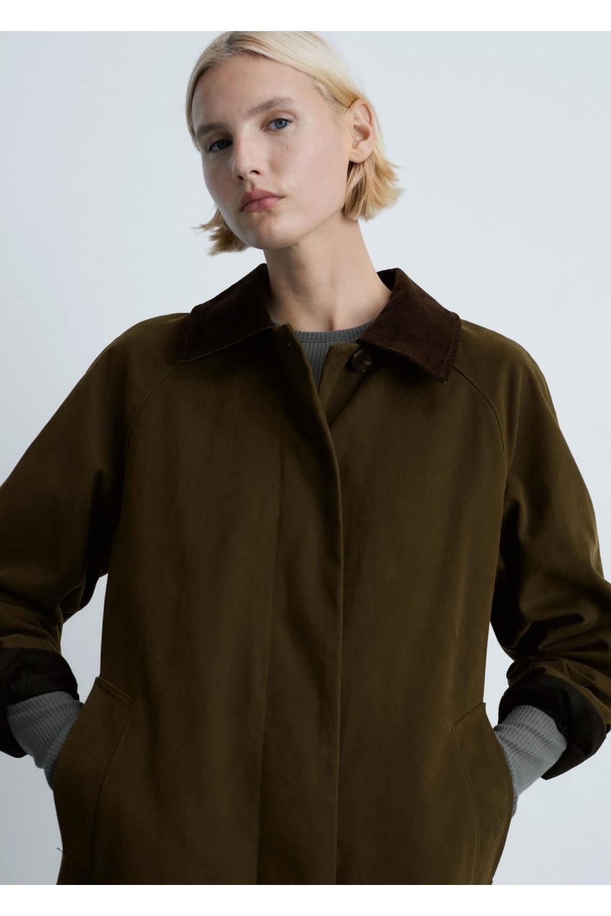 MANGO Woman-Hosszú kordbársony gallérú parka 7