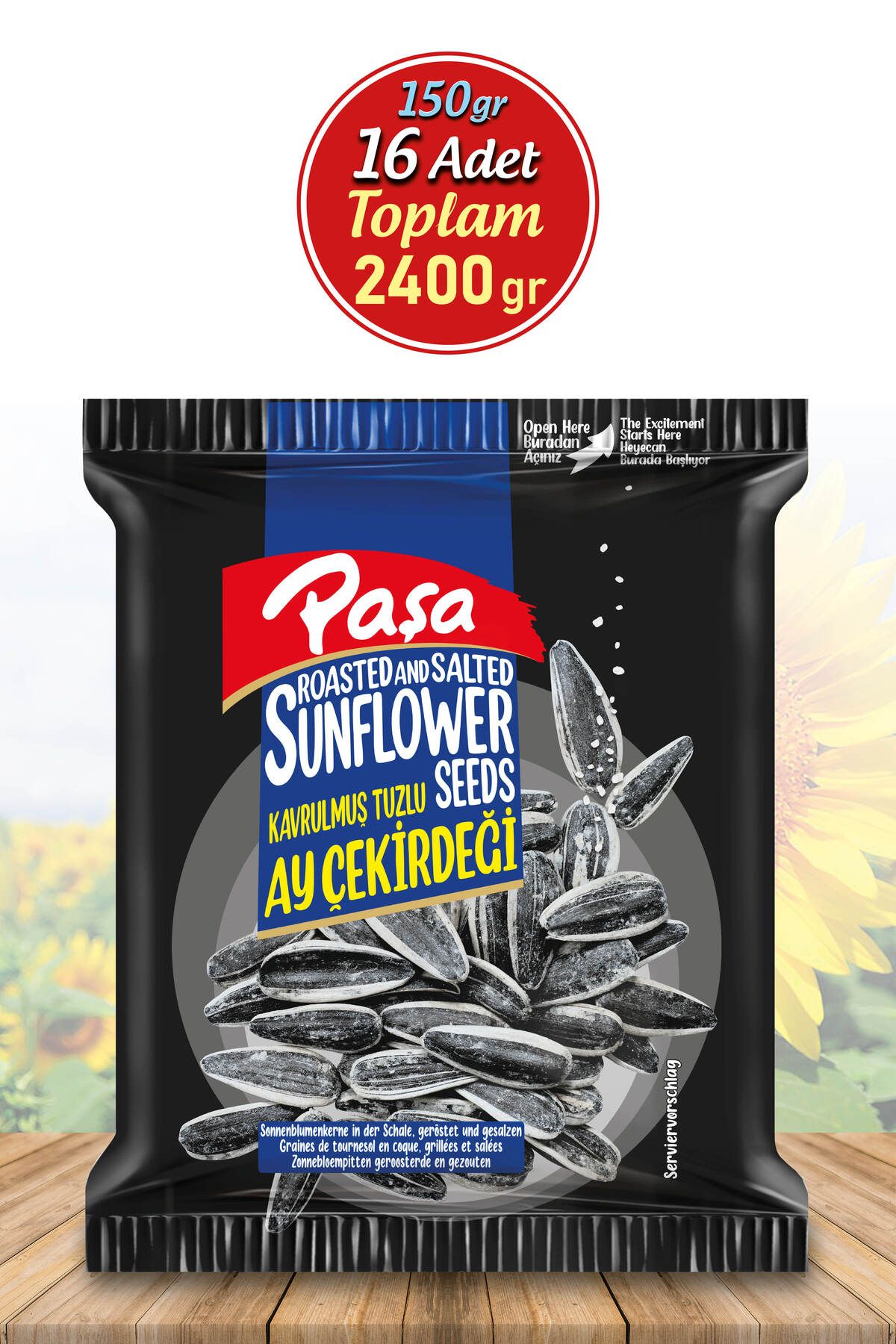 Paşa Kuruyemiş Siyah Ay Çekirdeği 150 gr X 16 Adet (TUZLU)