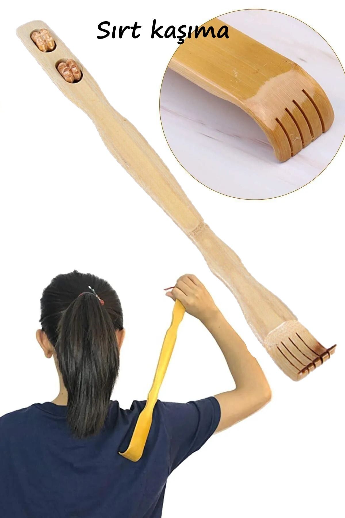 AboutThePerfect 46 cm ahşap sırt kaşıma çubuğu masaj aleti, rahatlık sağlayan tasarım