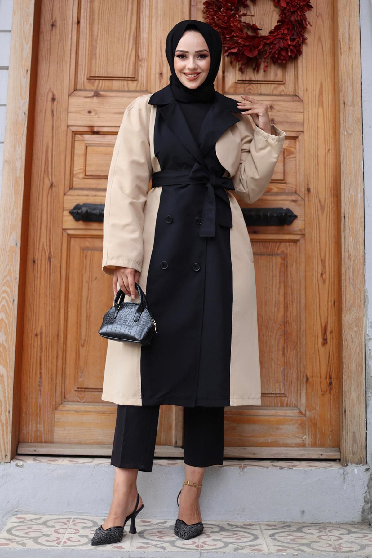 Herita-Trenchcoat mit Knopfleiste vorn und Verzierung - UK 4