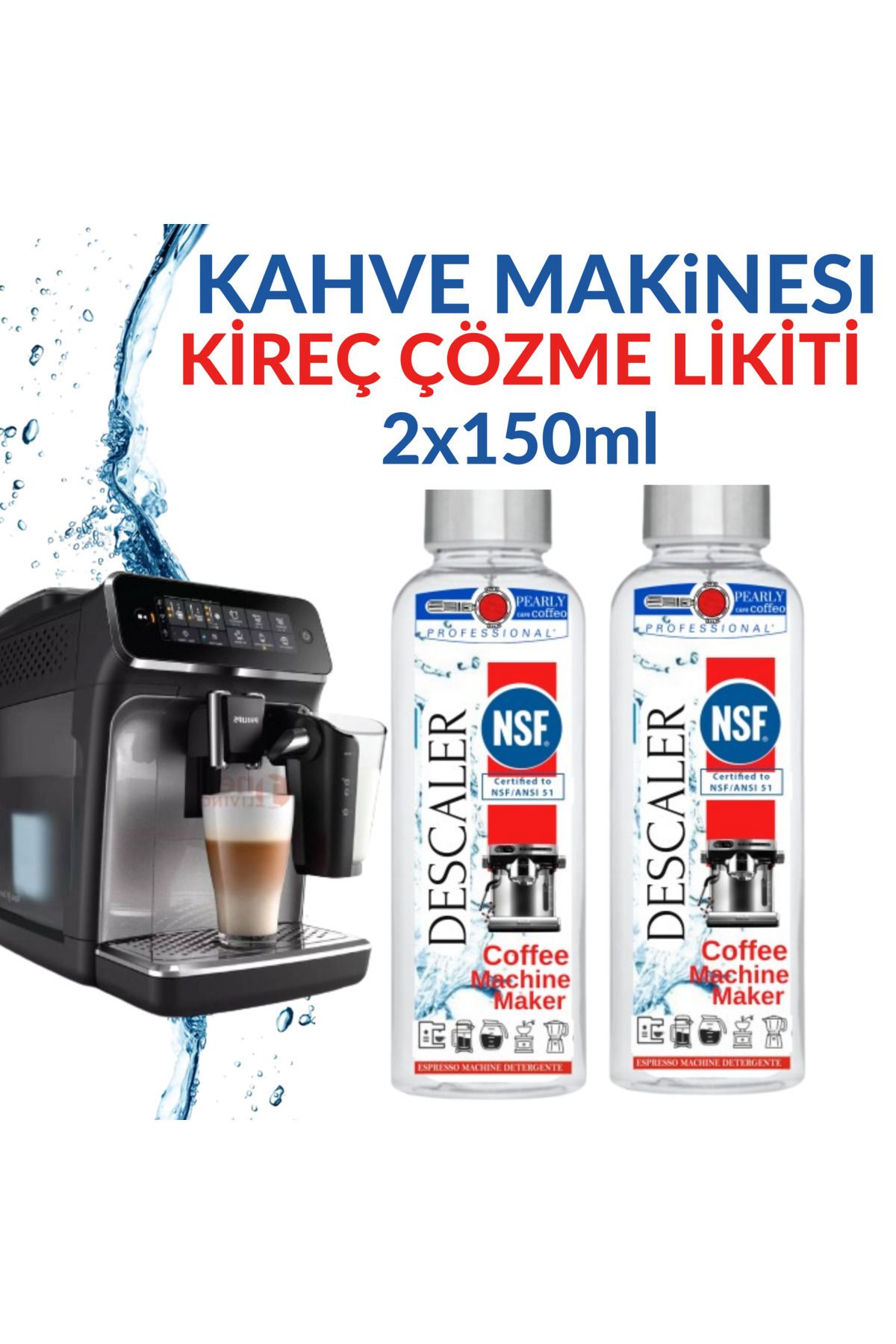 COFFEE CLEANOX Pearly Descaler Kahve Makineleri Ve Su Isıtıcıları Için Kireç Temizleyici Likit Kiti 2x150ml