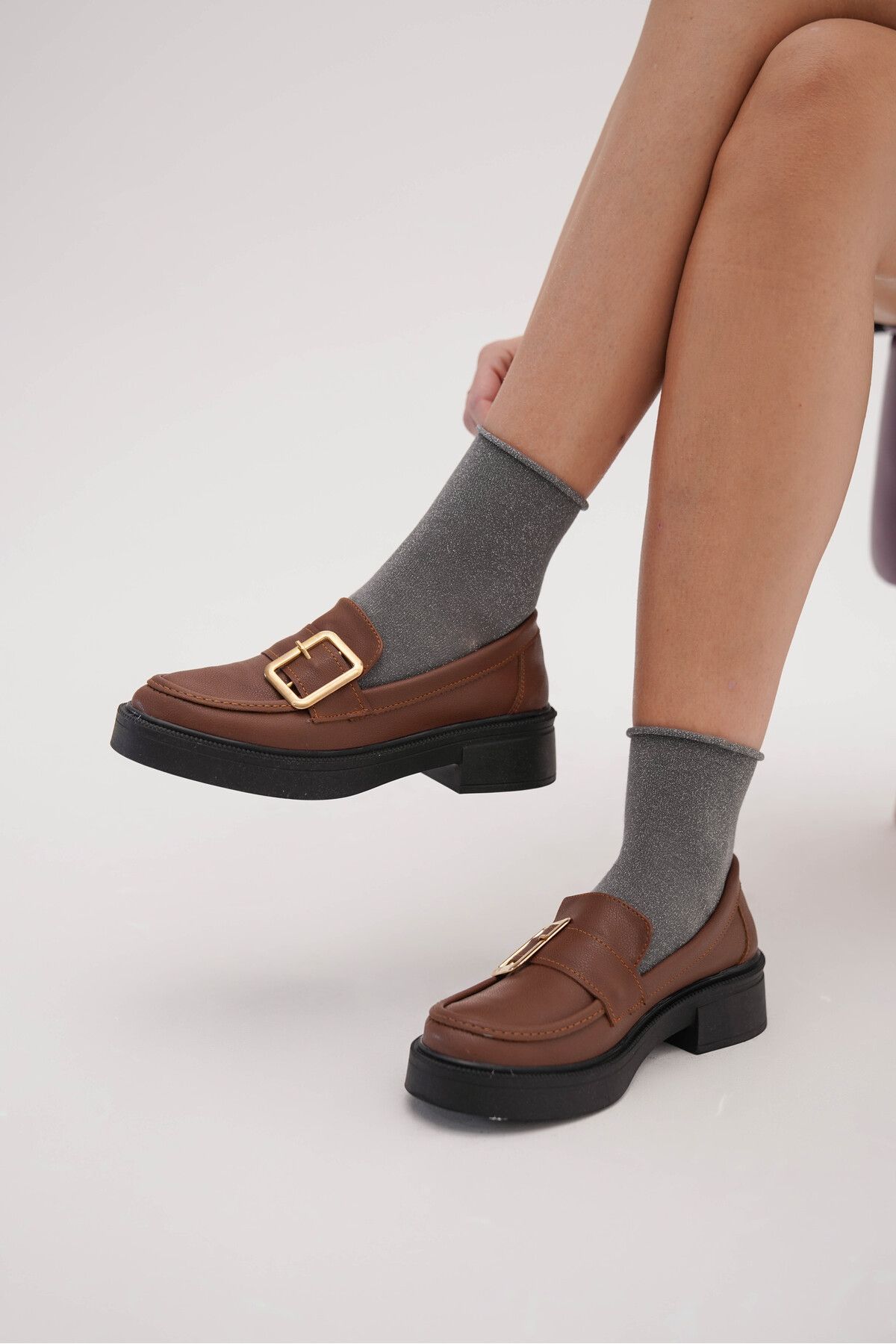 Diardi-Light Brown Women's Loafers - Short Heeled Casual Shoes 4
