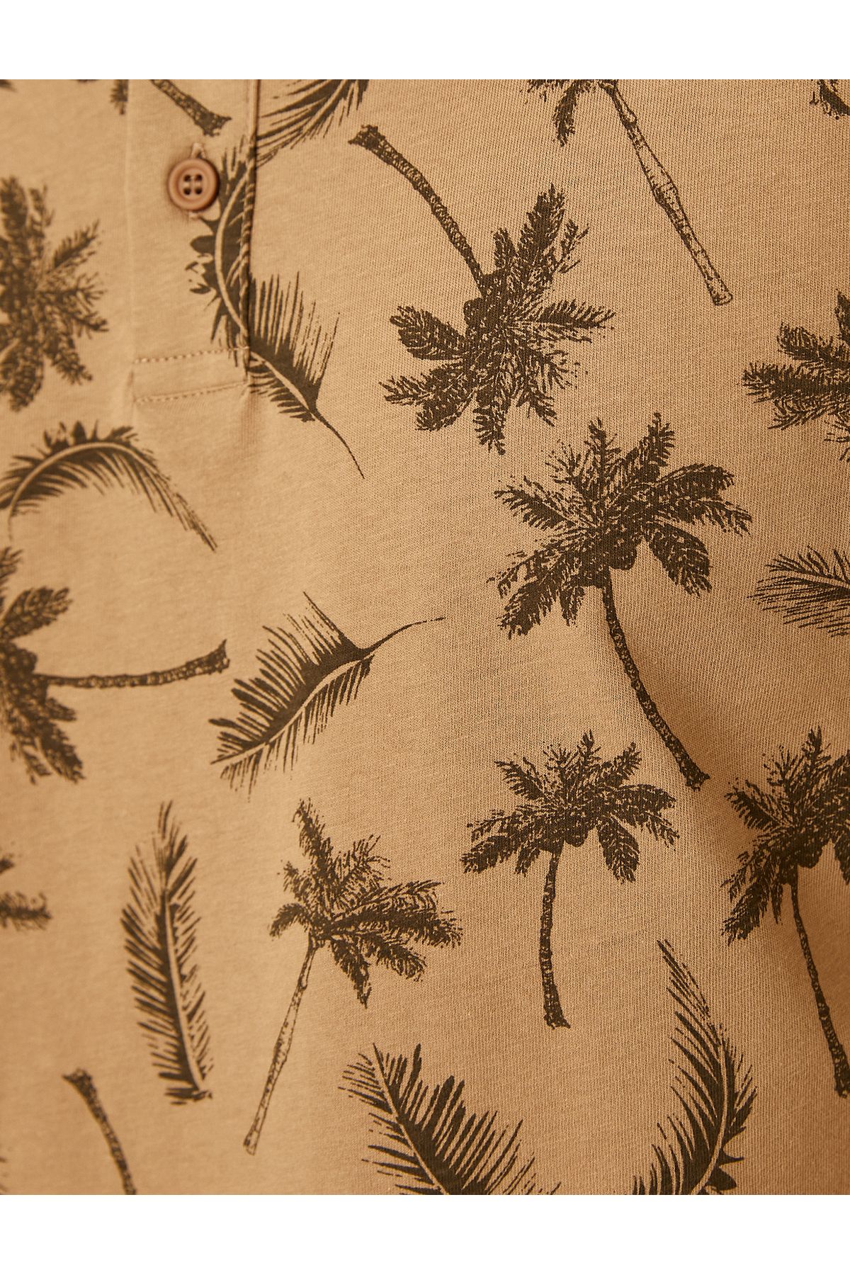 Koton-Polo Neck T-Shirt Palm Tree Printed Short Sleeve Slim Fit 6
