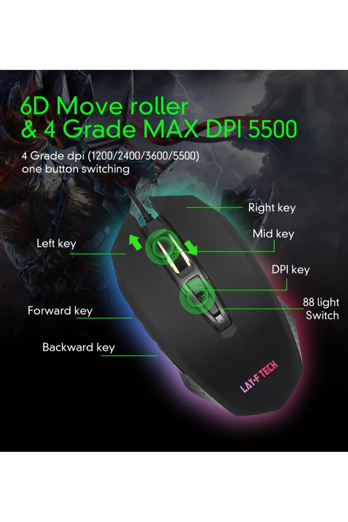 layftech A868-j30 Pro Gaming Klavye Mouse Set,7 Butonlu Rgb Işıklı Oyuncu Klavye Mouse Set-4