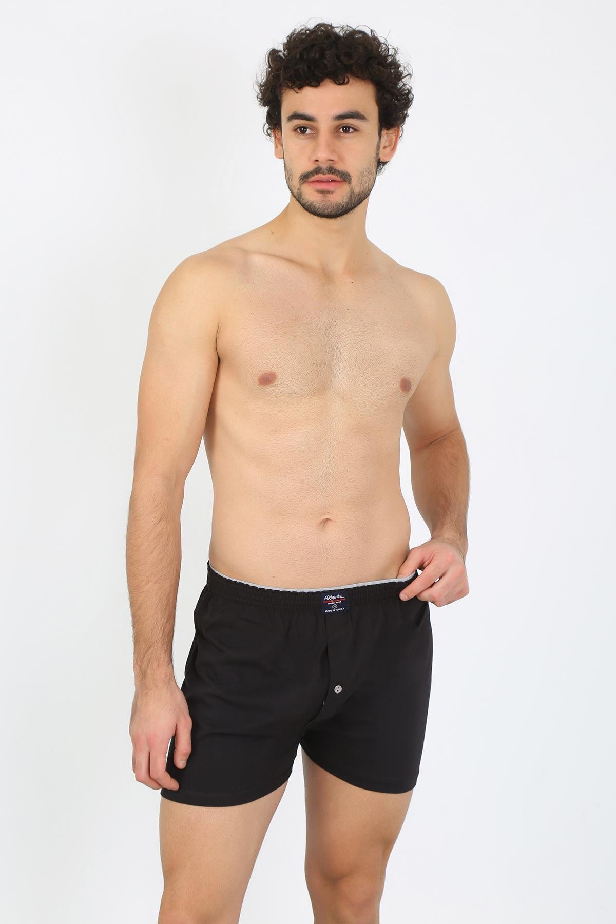 Akbeniz-Men's Combed Cotton Boxers Black 40091 4