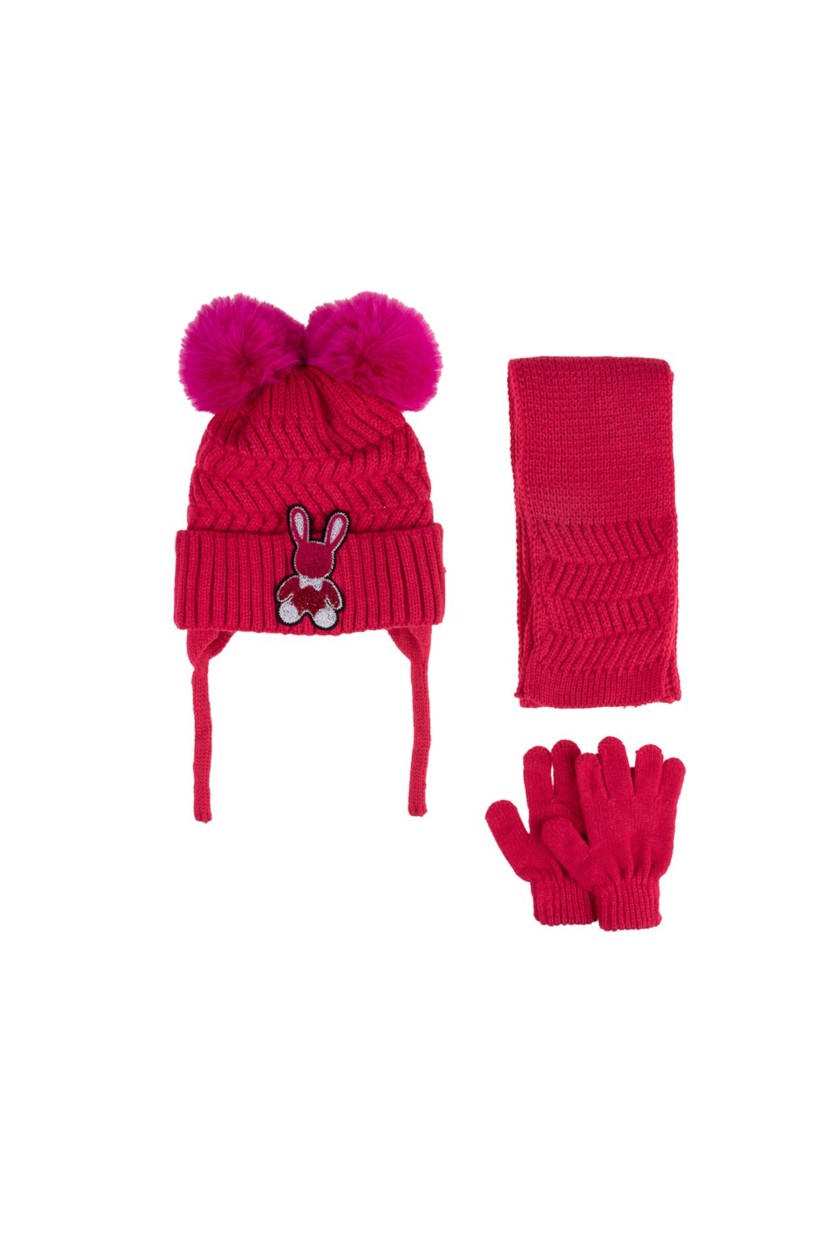 Kitti-Fleece Gloves and Hat Set for Girls 1-4 Years Old - Set of 3 1