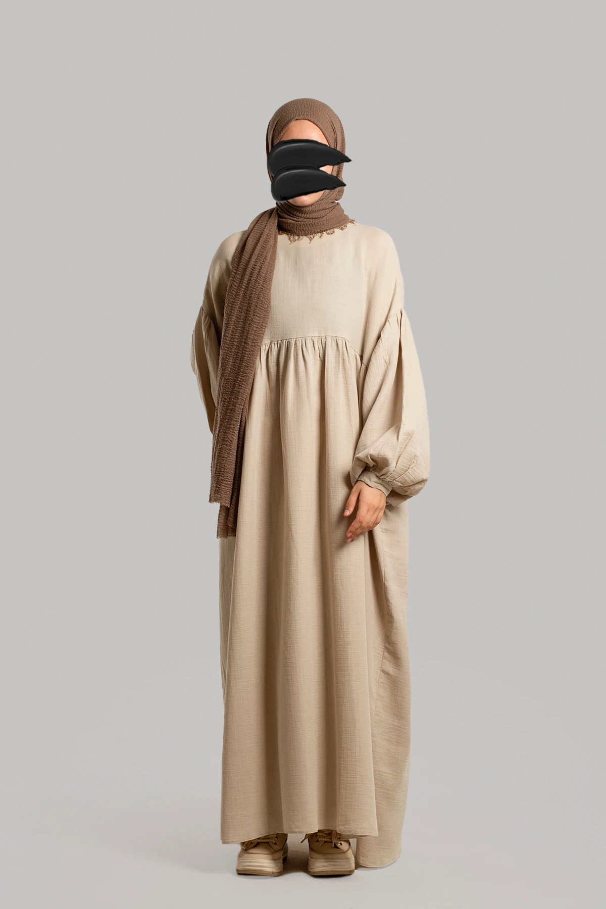 Lemaye-Hijab Muslin Dress - Stone Color 6