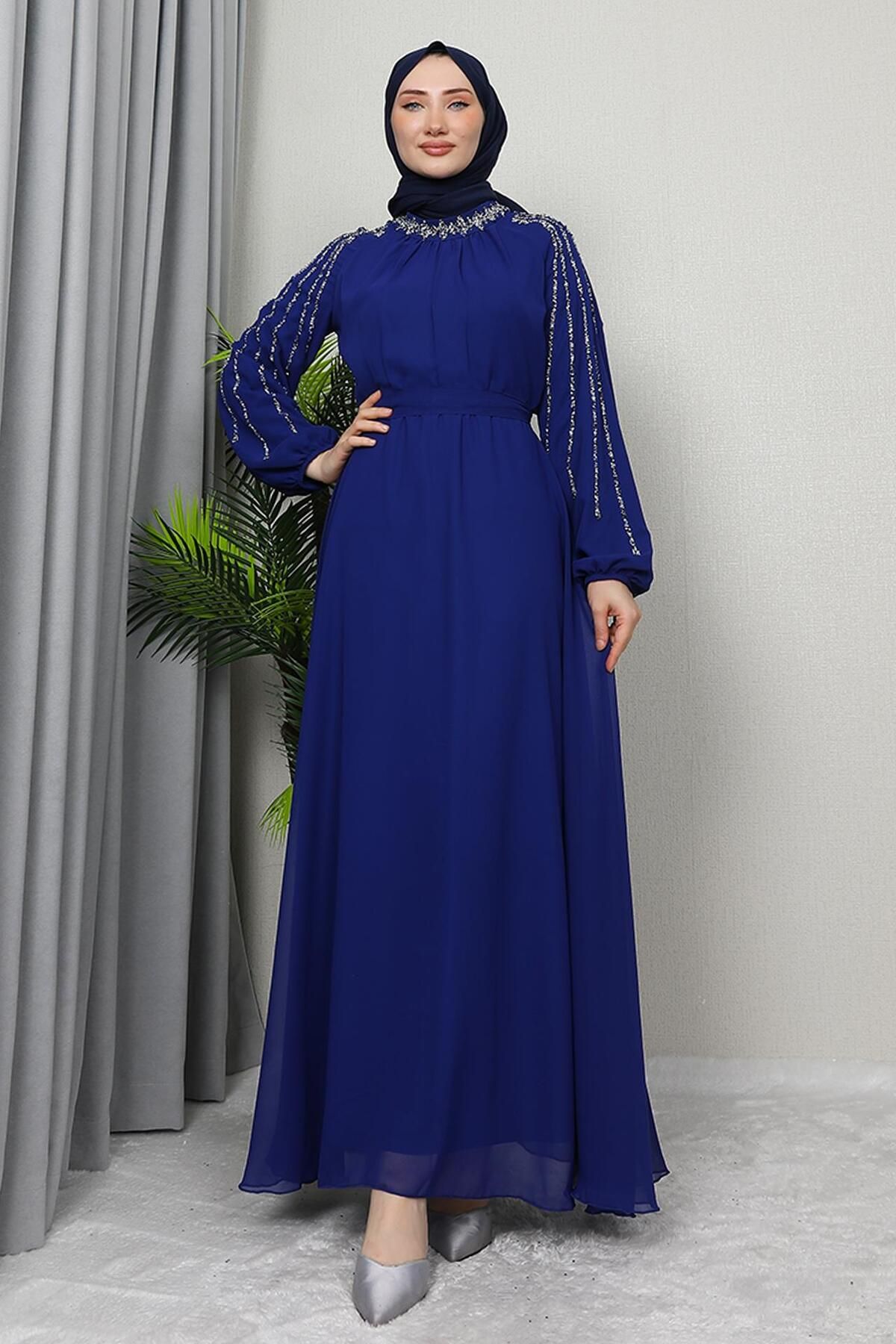 KAWEL-Rochie Hijab Semra Albastru Noapte 4