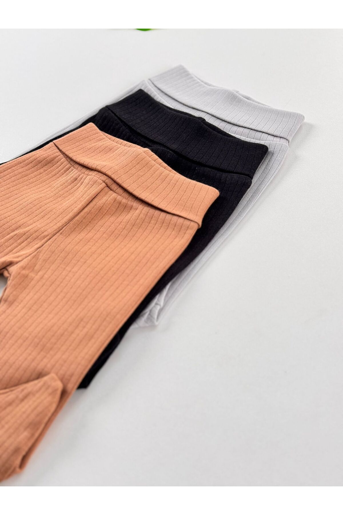 EFU BABY 3'lü %100 Pamuklu Raporlu Unisex Basic Patikli Bebek Pantolon fotoğrafı 3 (önizleme)